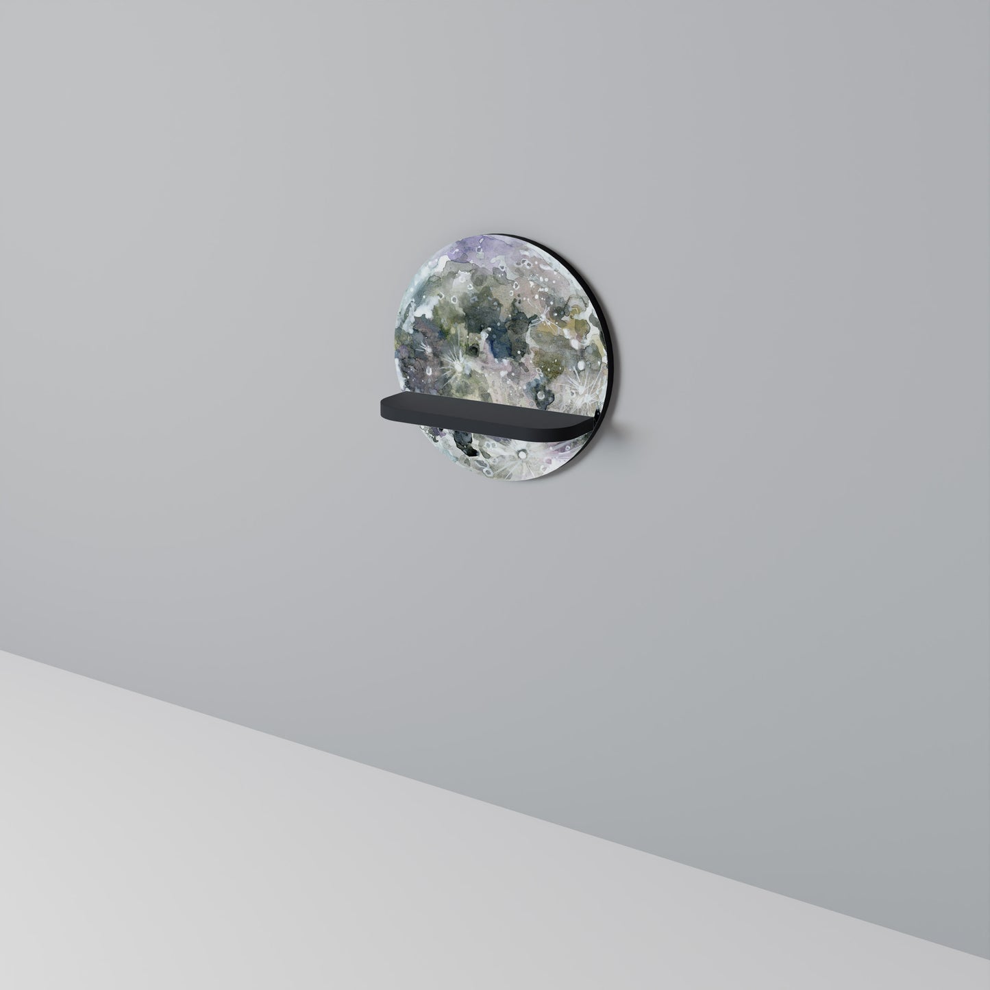 MOON WANDER Rund konsthylla i svart finish