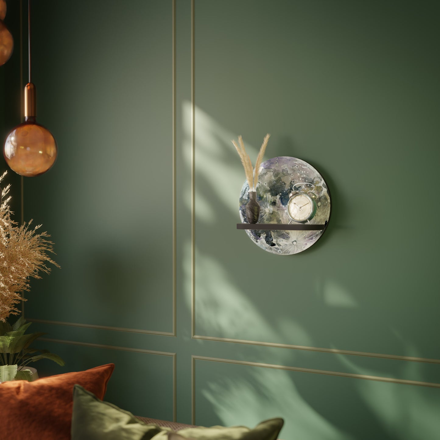 MOON WANDER Rund konsthylla i svart finish