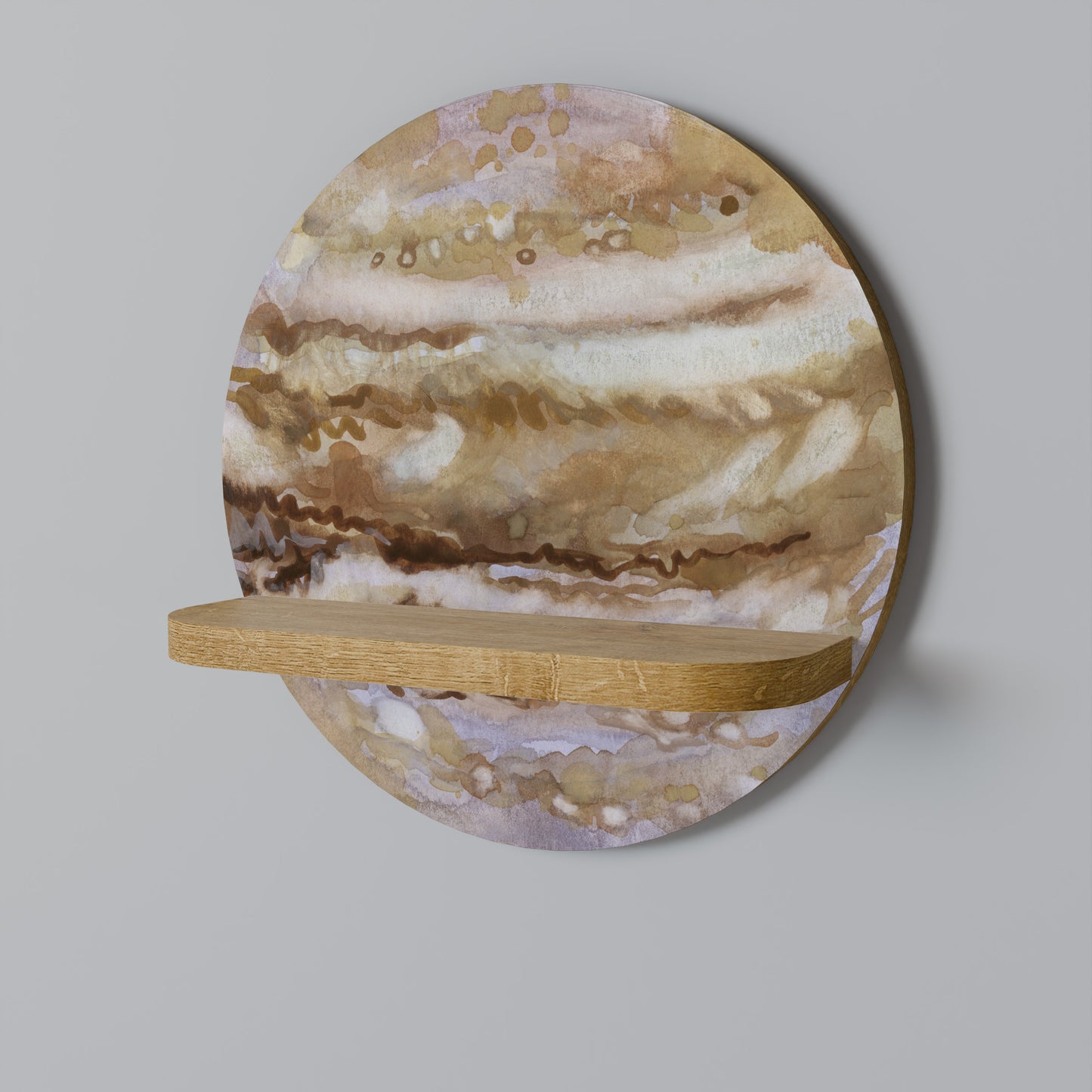 JUPITER WALK Round Art Shelf In Oak Effect