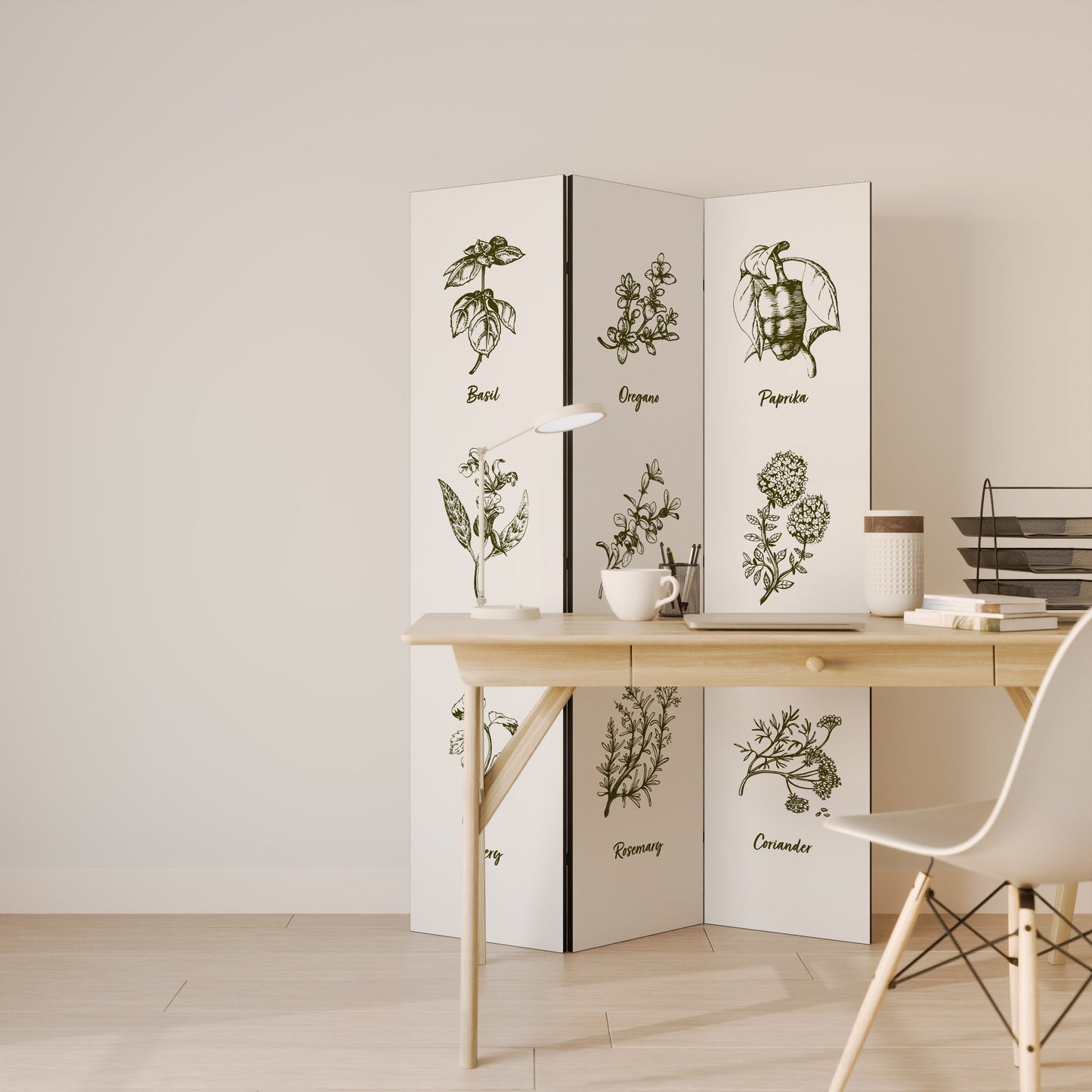 ÖRTFINESSE - ENG Dekorativ 3-panels rumsavdelare