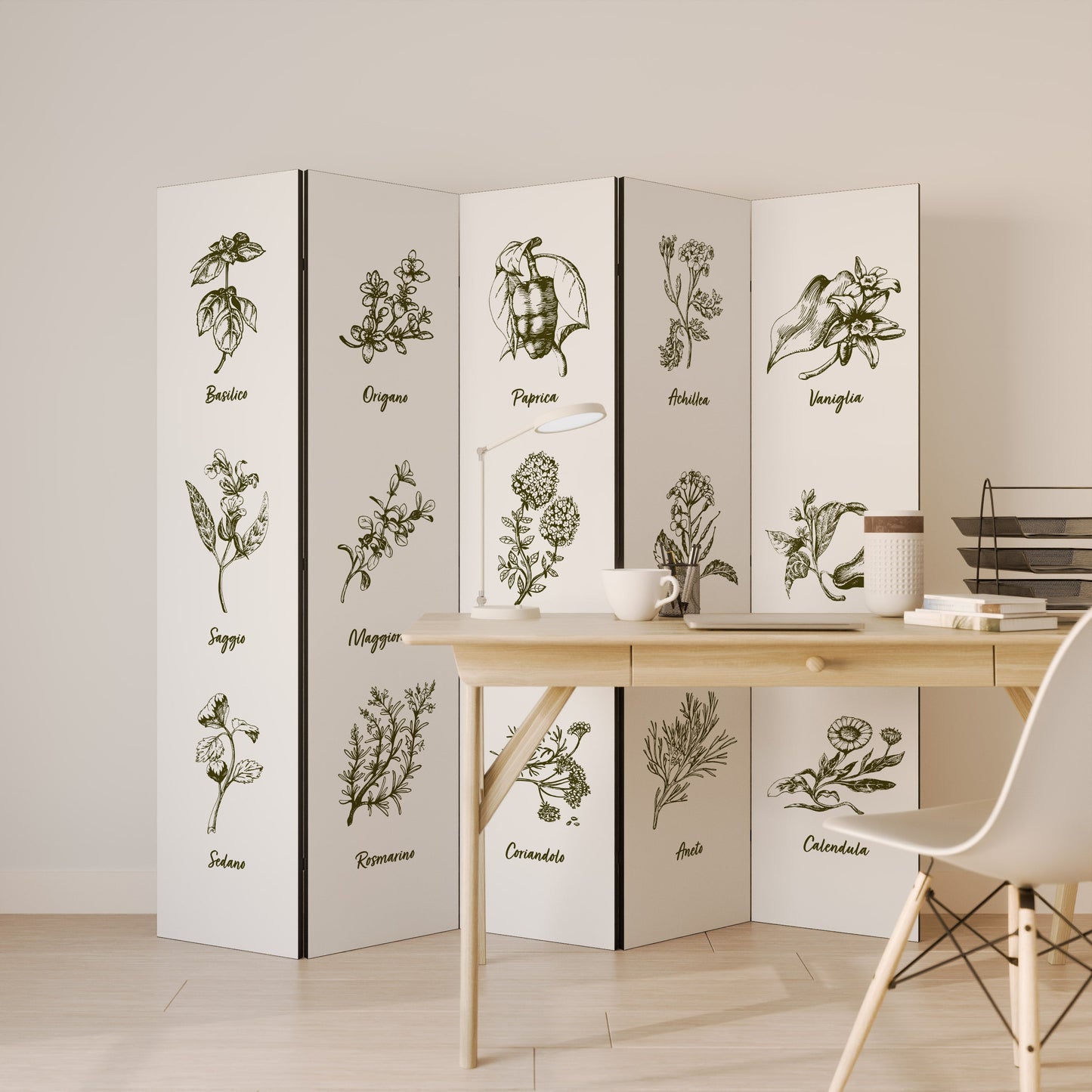 HERBAL FINESSE - IT Decorative 5-Panel Room Divider