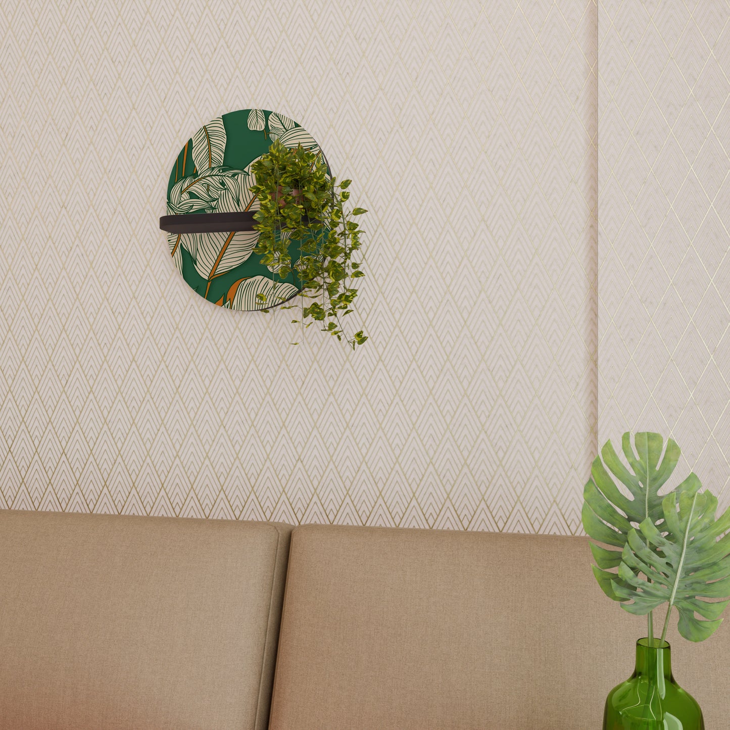 VERDANT PLEASURES Oval konsthylla i svart finish