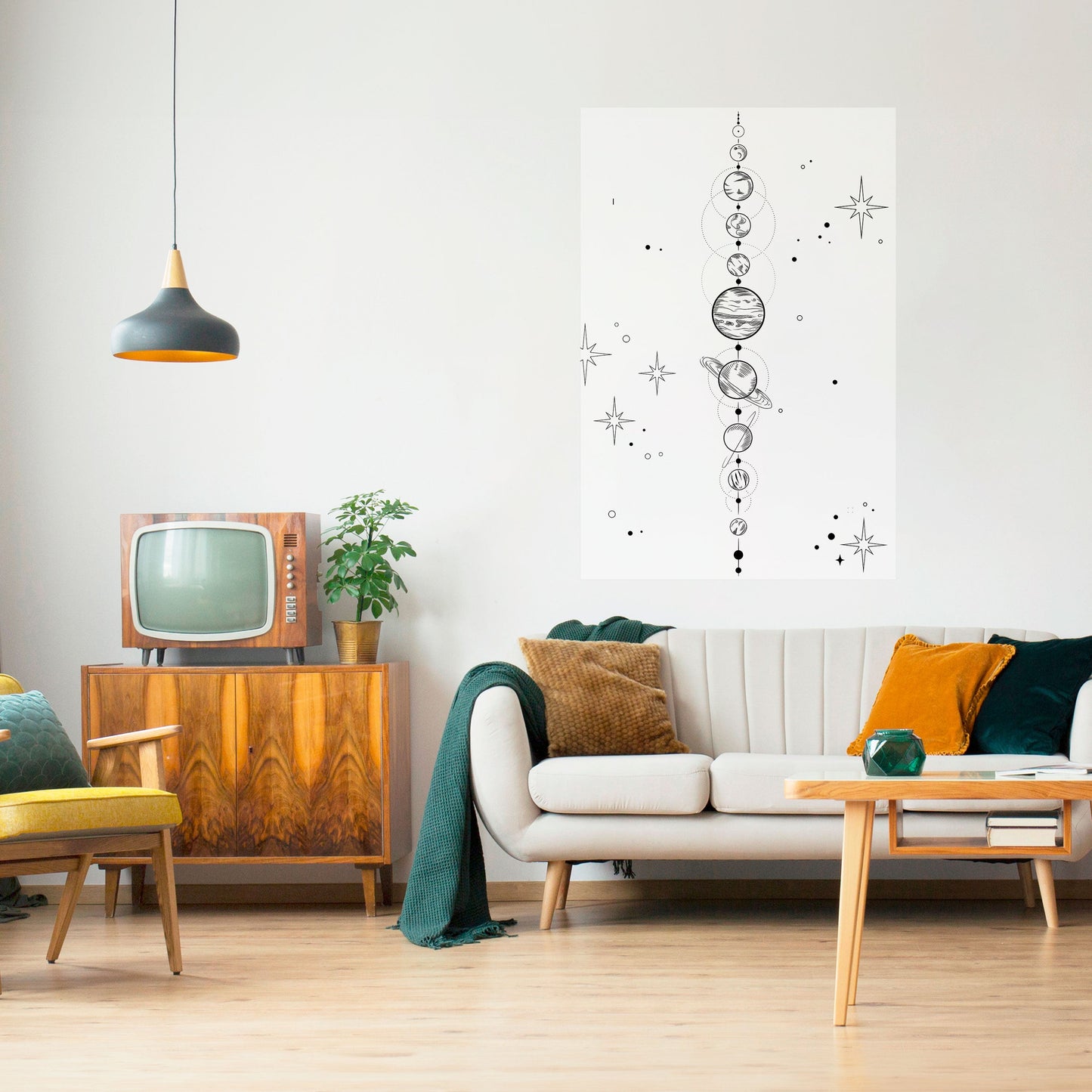 GALAXY OUTLINE vertikal poster med självhäftande text