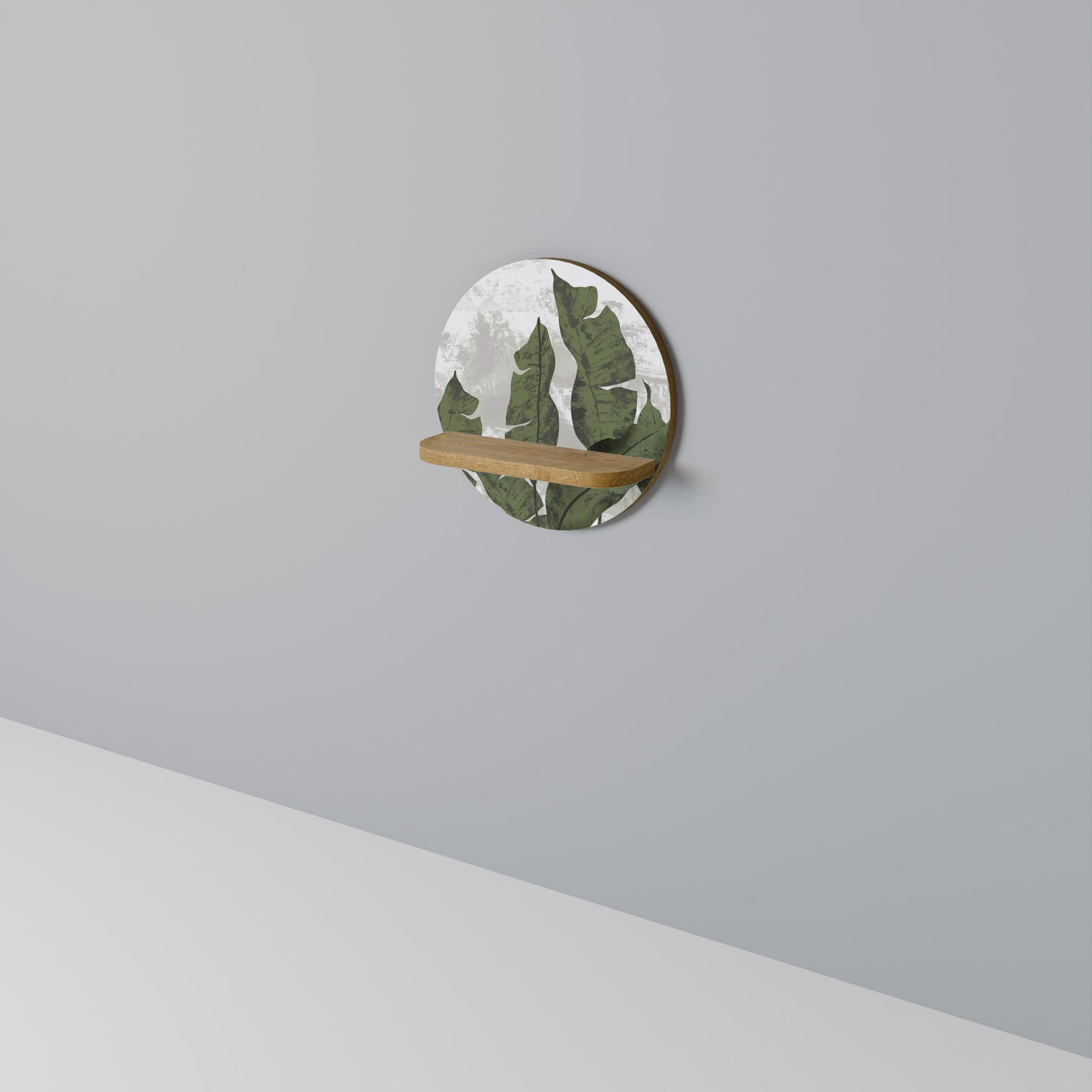 LEAF ECHO Round Art Shelf In Oak Effect