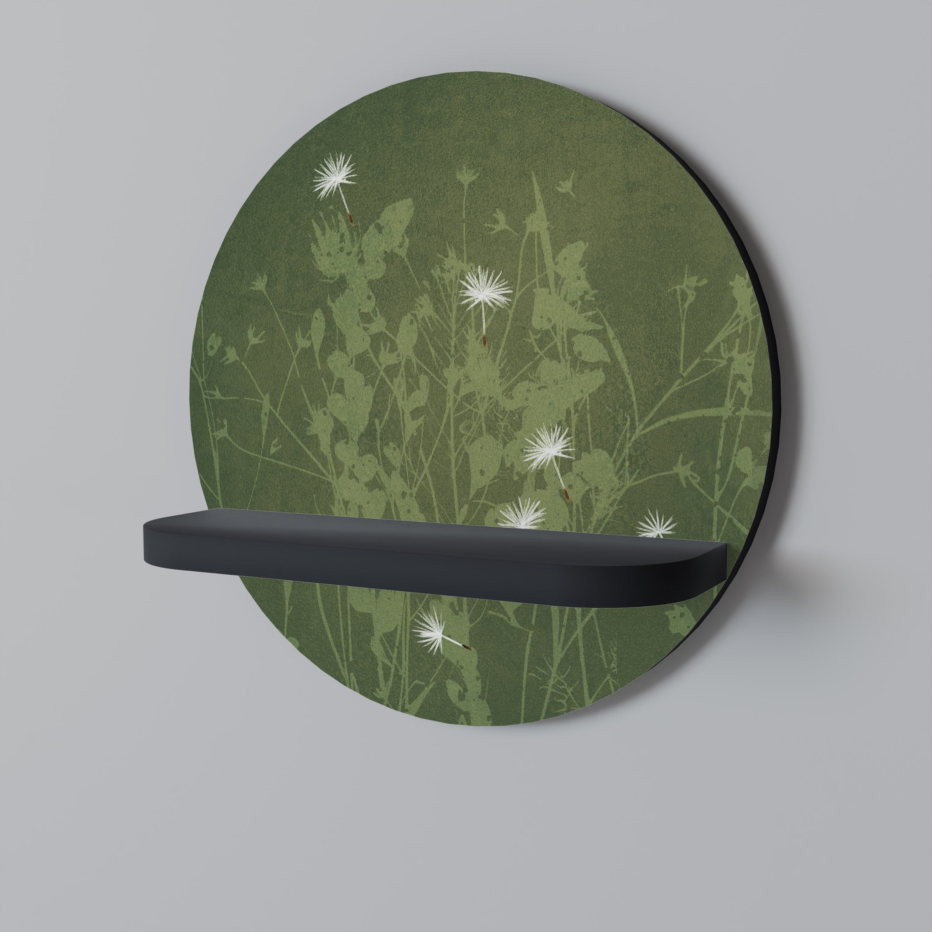 DANDELION HOLD Rund konsthylla i svart finish