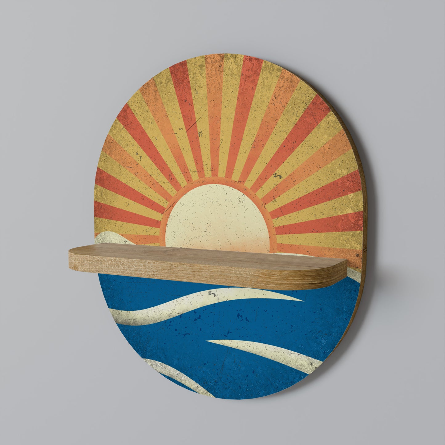 SUNNY SLIDE Oval Art Shelf In Oak Effect