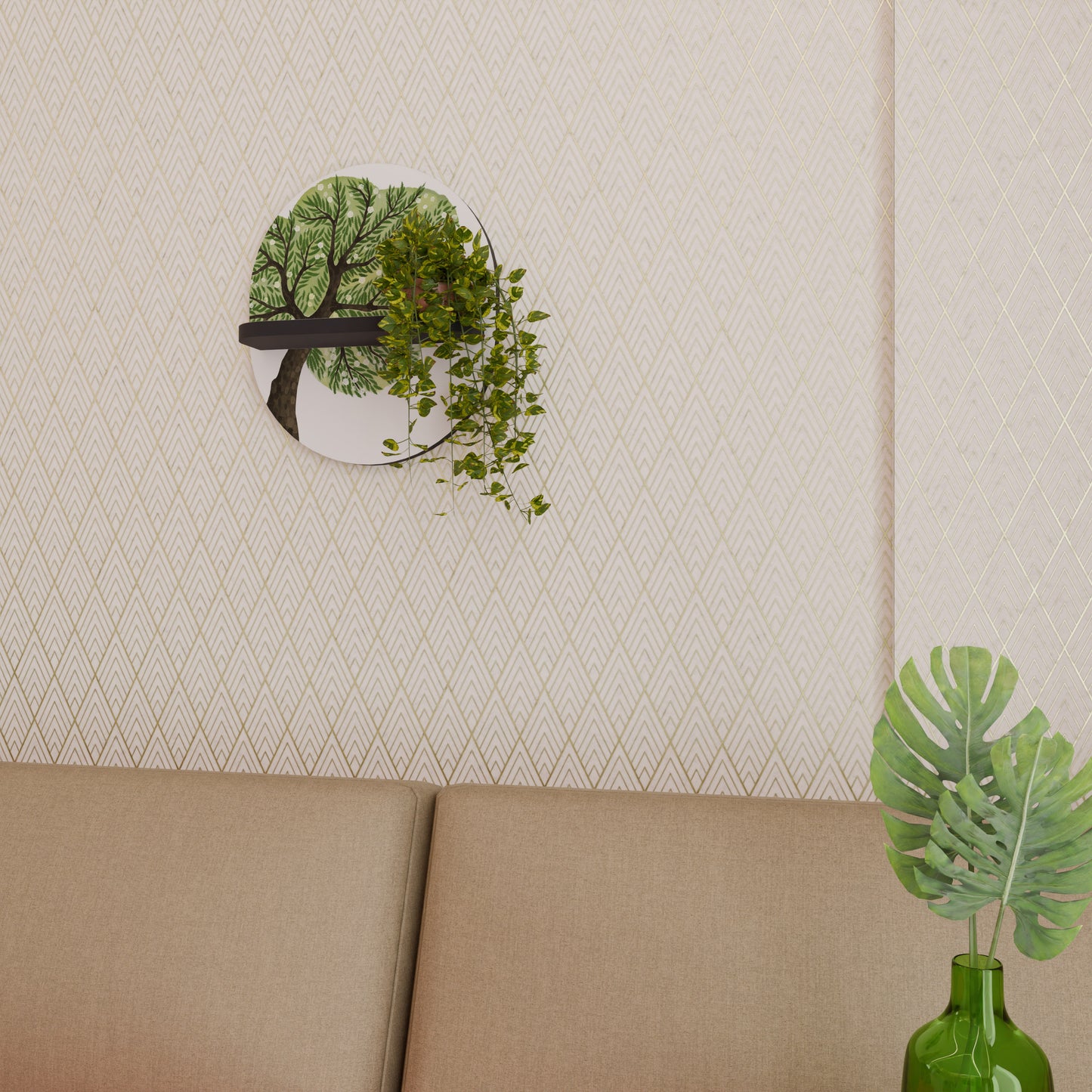 WILDERNESS DASH Oval konsthylla i svart finish