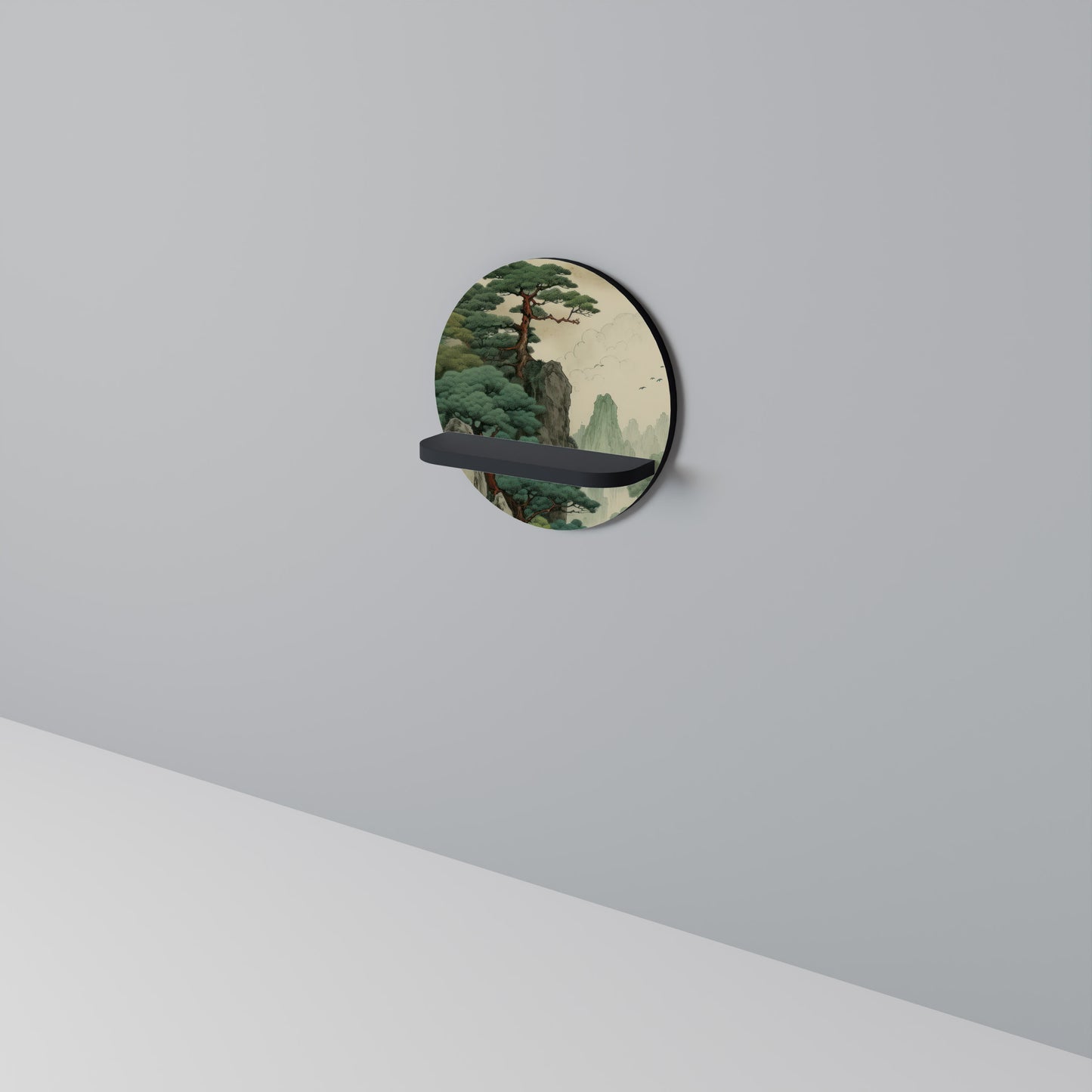 VERDURE ABYSS Rund konsthylla i svart finish