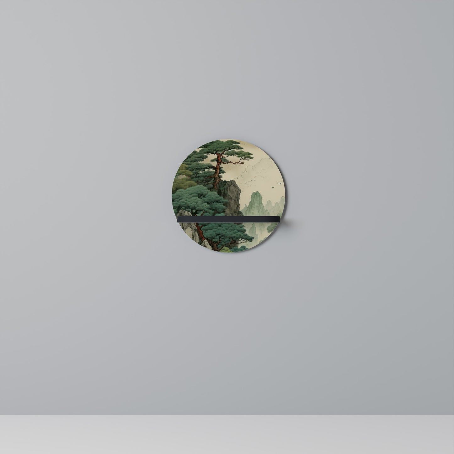 VERDURE ABYSS Rund konsthylla i svart finish