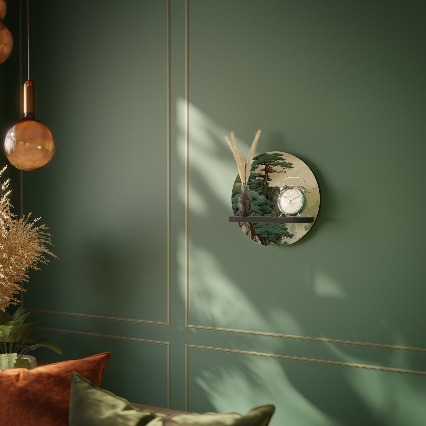 VERDURE ABYSS Rund konsthylla i svart finish