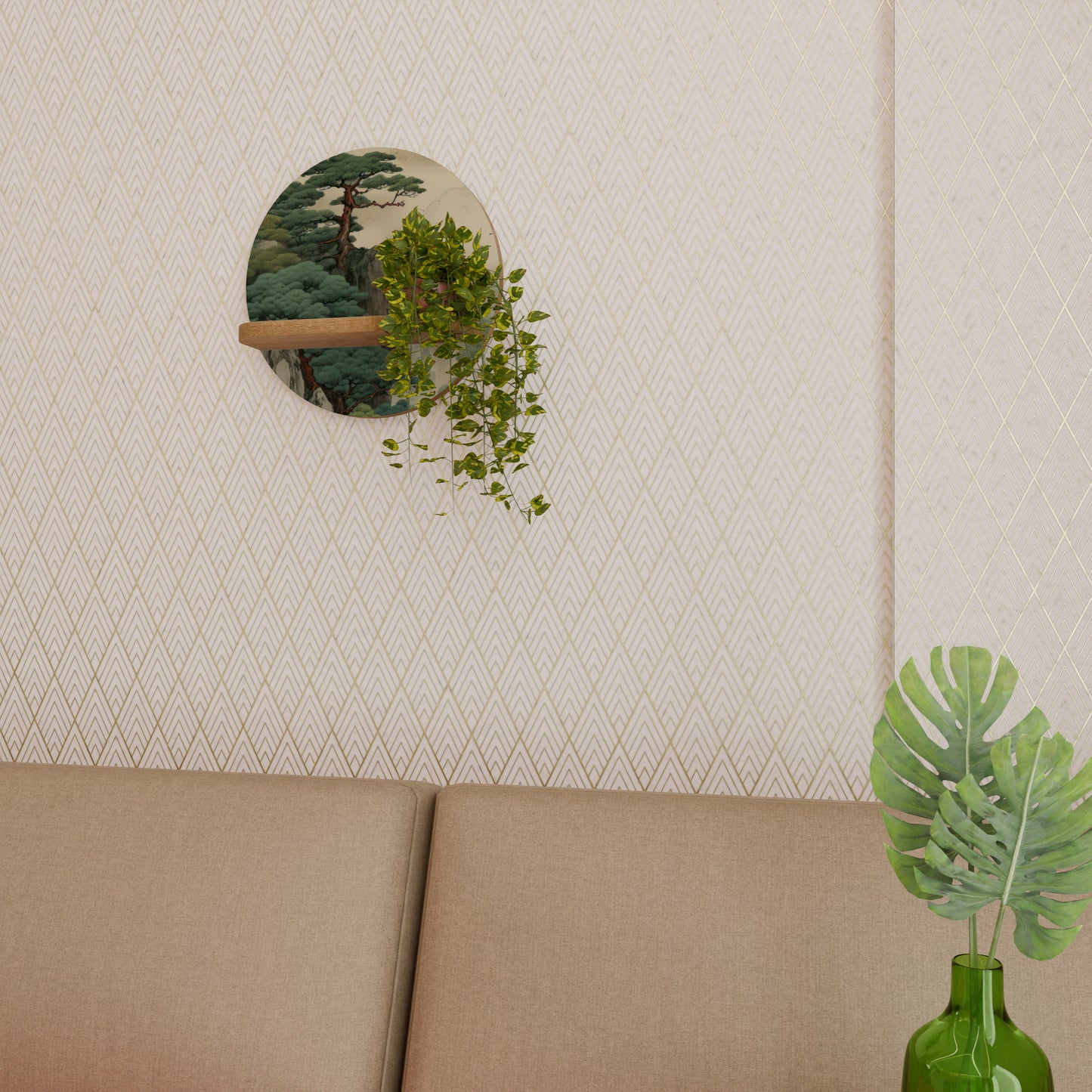 VERDURE ABYSS Rund Konsthylla I Ekeffekt