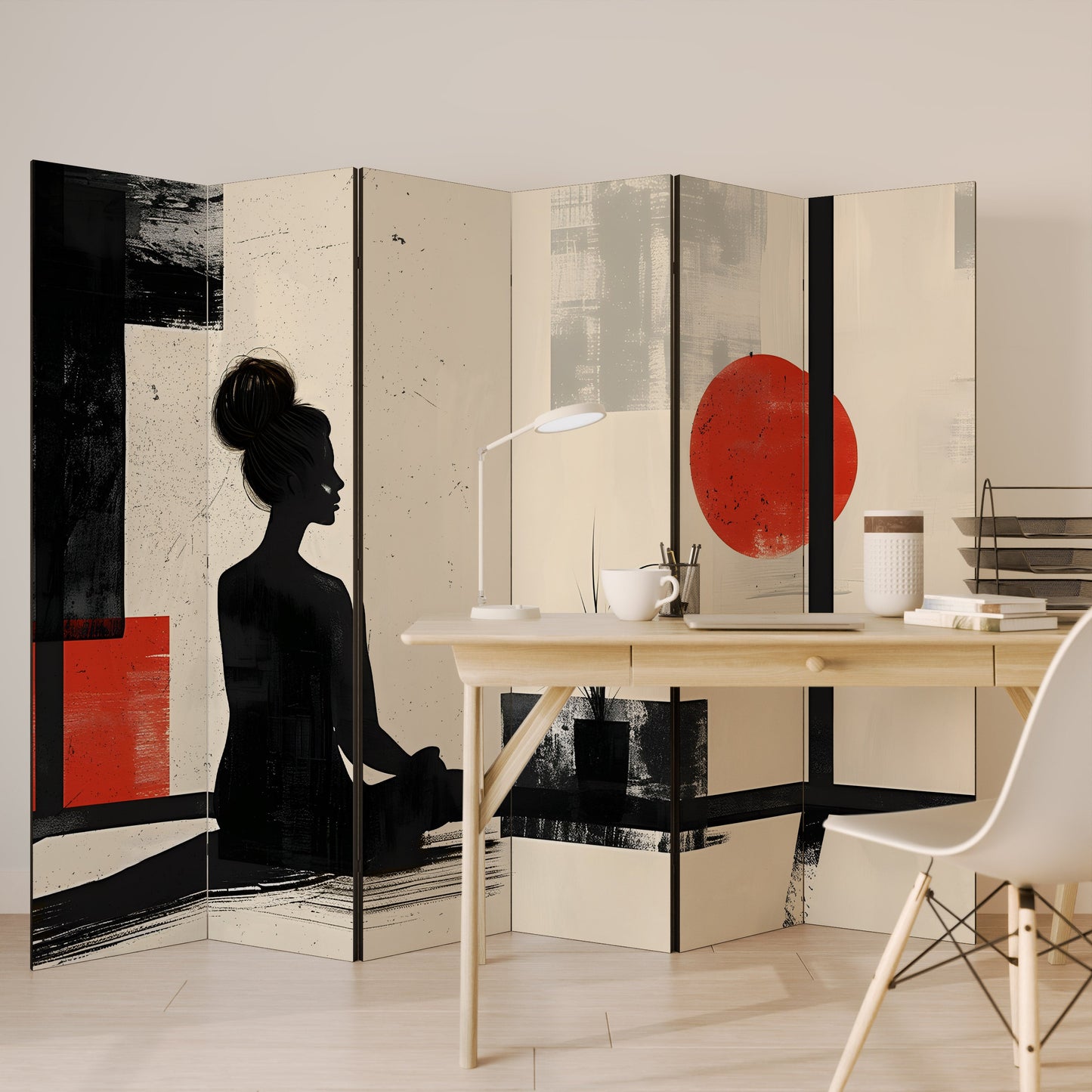 RED SUNSATION Decorative 6-Panel Room Divider
