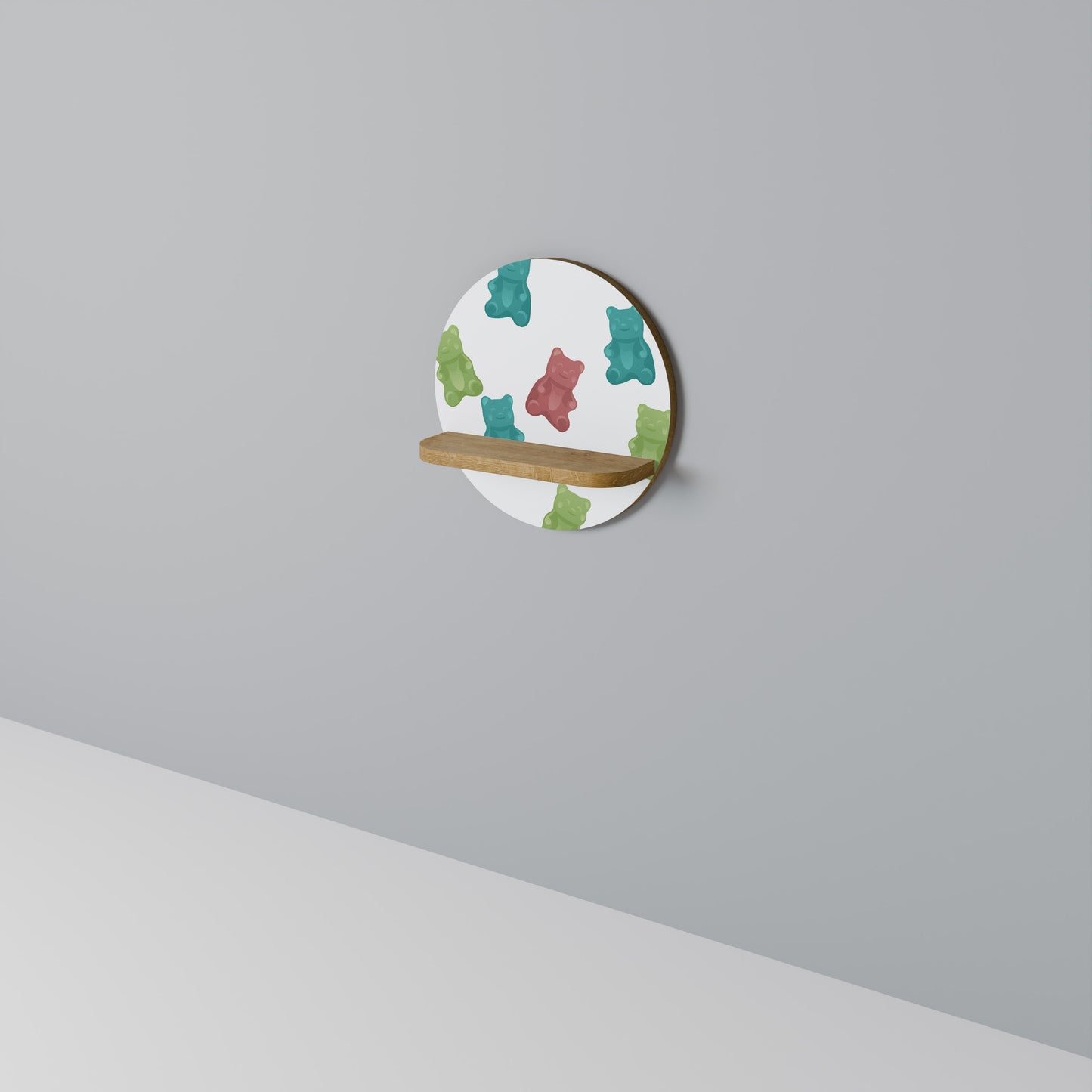 GUMMY BEARS Rund Konsthylla I Ekeffekt