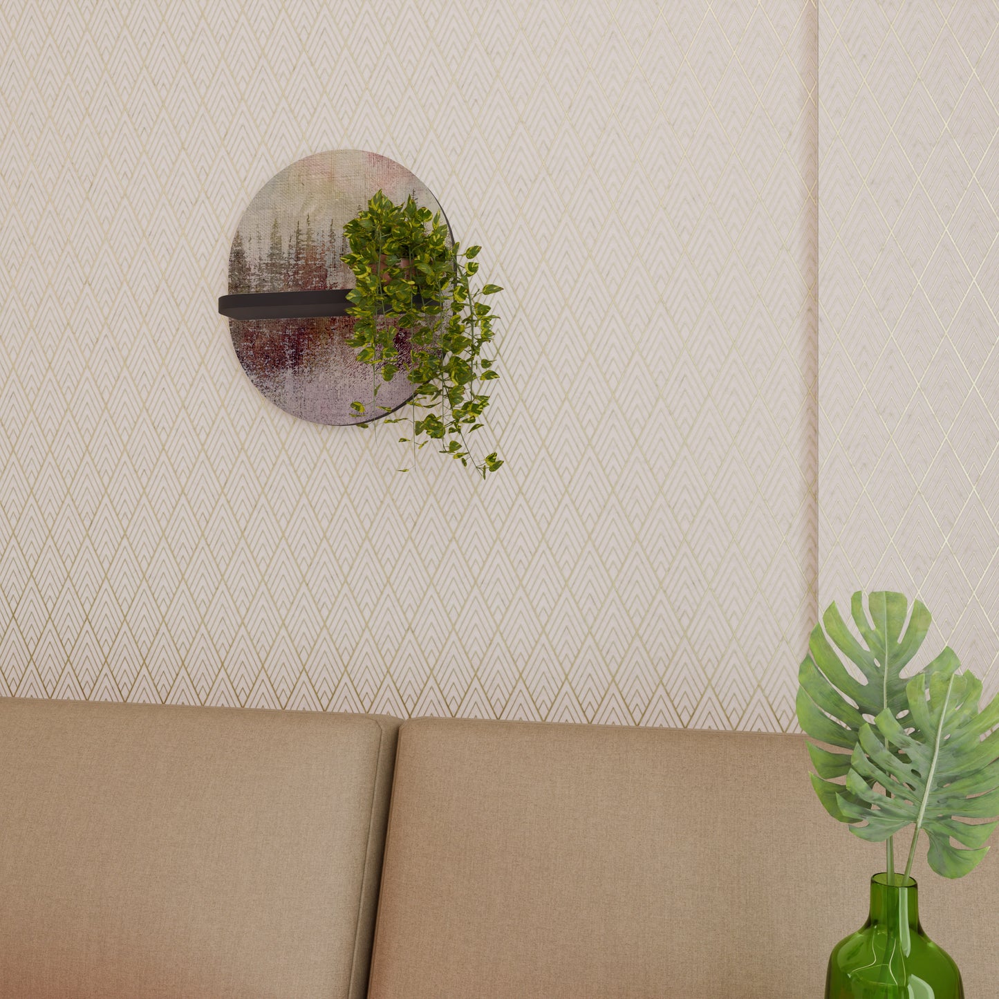 VEILED SUMMIT Oval konsthylla i svart finish