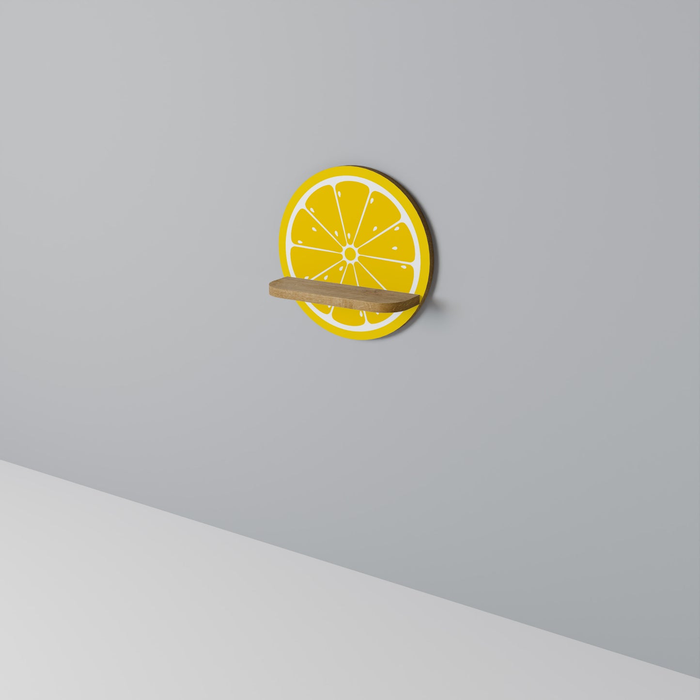FÖRSTÄRKANDE CITRON Rund Konsthylla I Ekeffekt