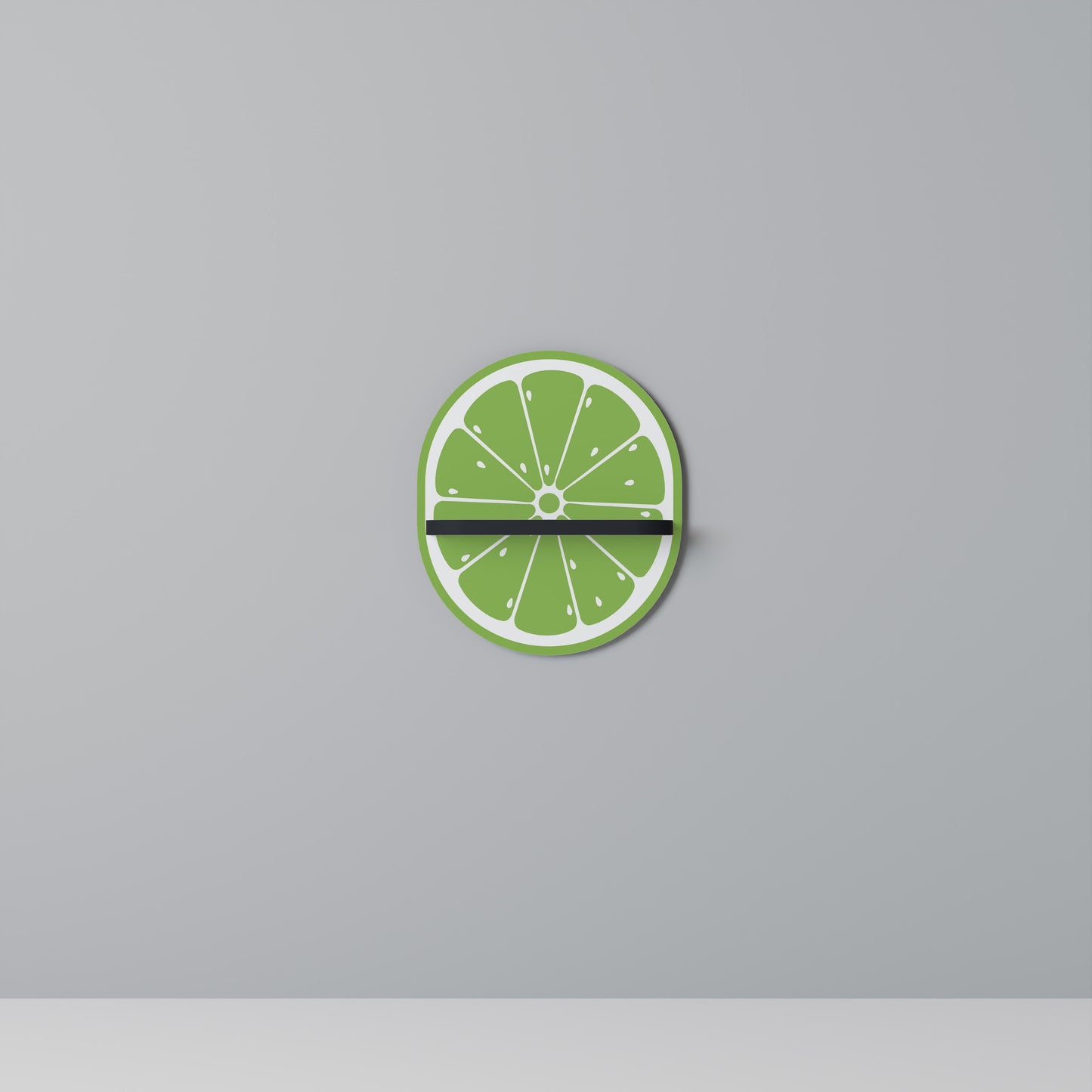 REFRESHING LIME Oval Art Shelf In Black Finish