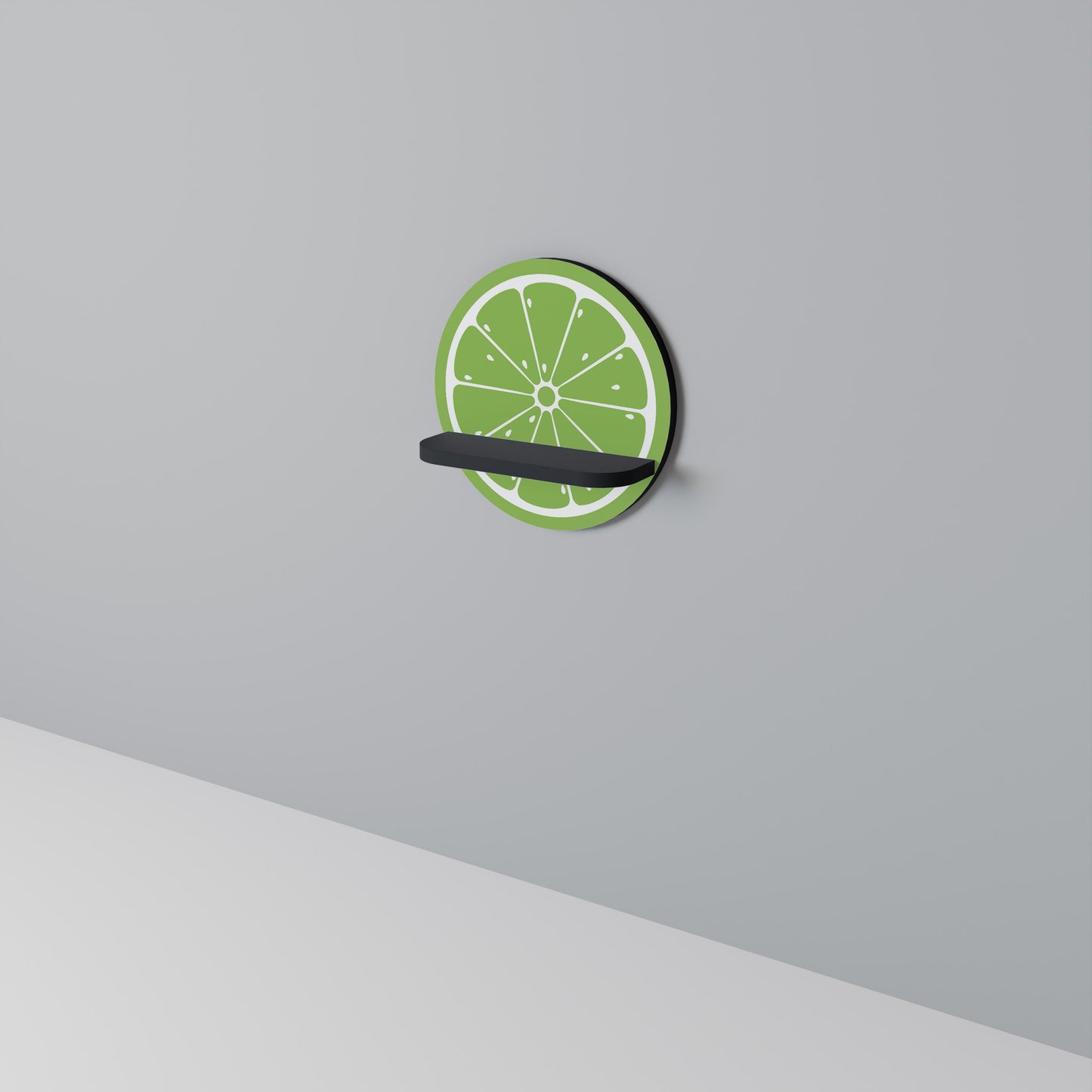 UPPFRISKANDE LIME Rund konsthylla i svart finish