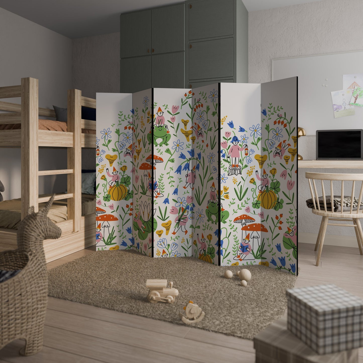 GARDEN GNOMES Decorative 6-Panel Room Divider