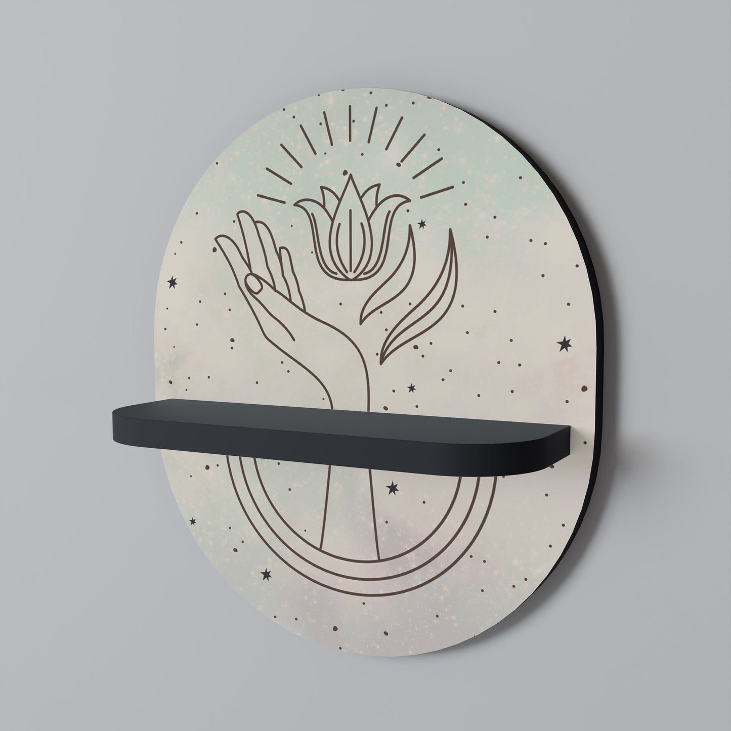 DELIKATE BEAUTY Oval konsthylla i svart finish