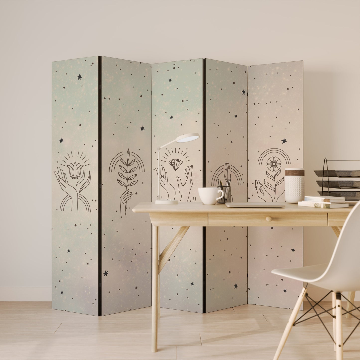 DELICATE BEAUTY Dekorativ rumsavdelare med 5 paneler