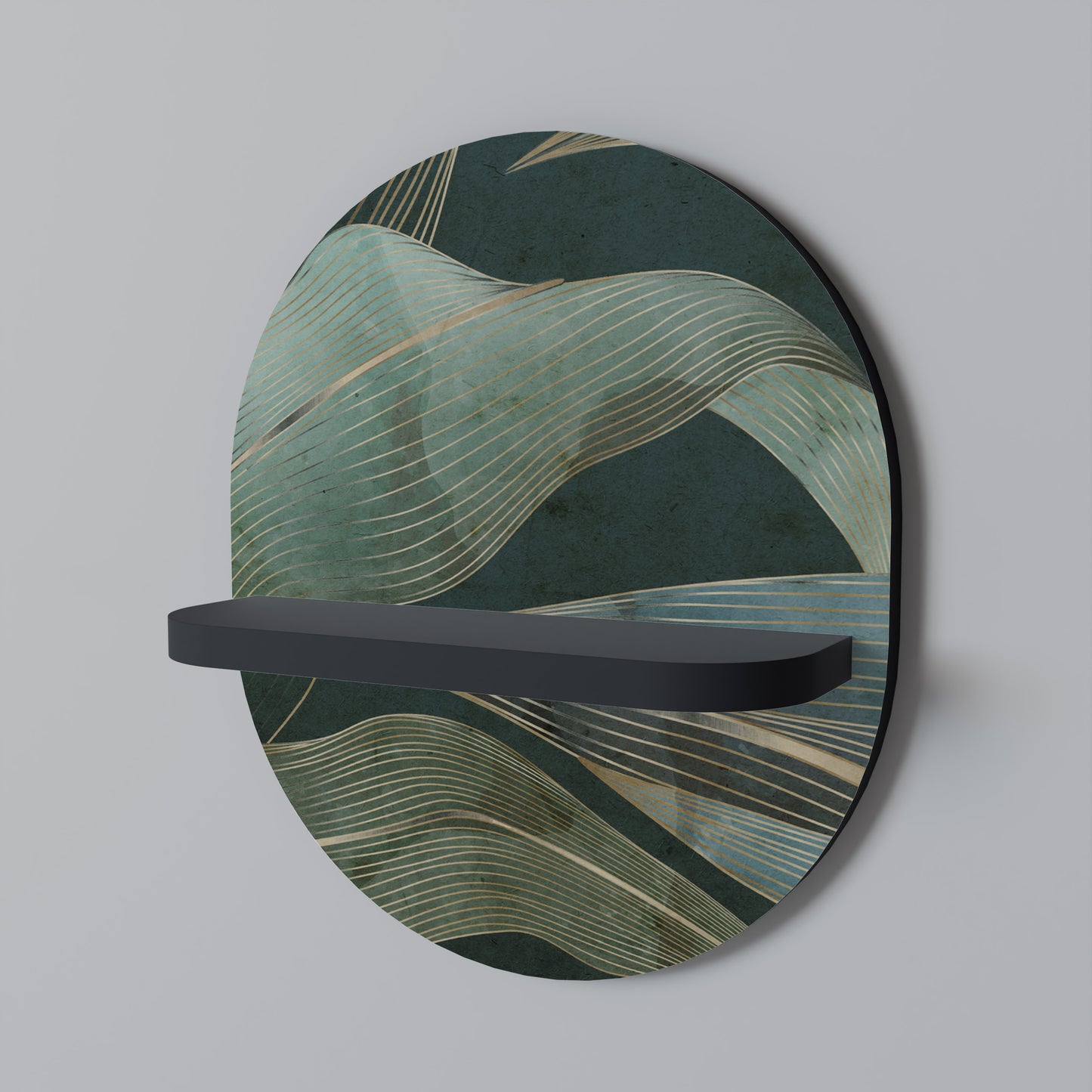 ROYAL GREEN Oval konsthylla i svart finish