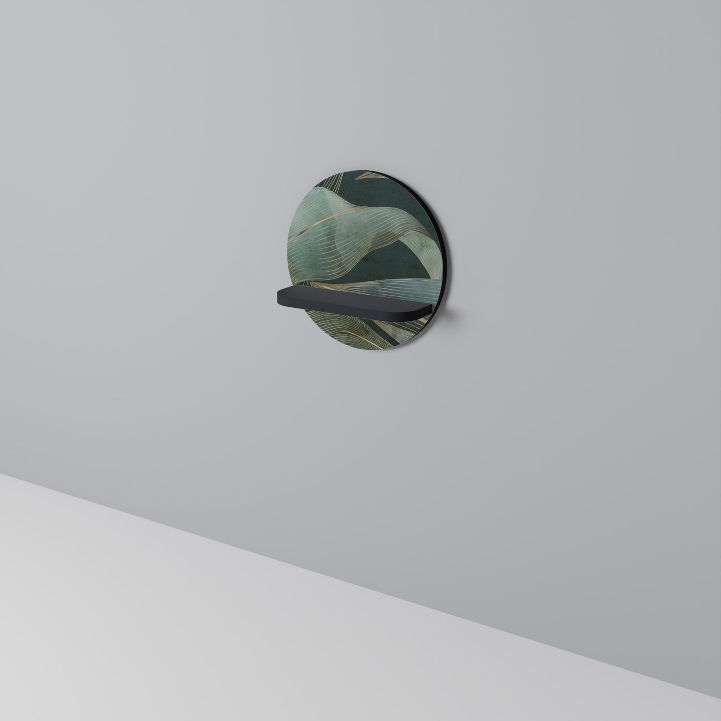 ROYAL GREEN rund konsthylla i svart finish