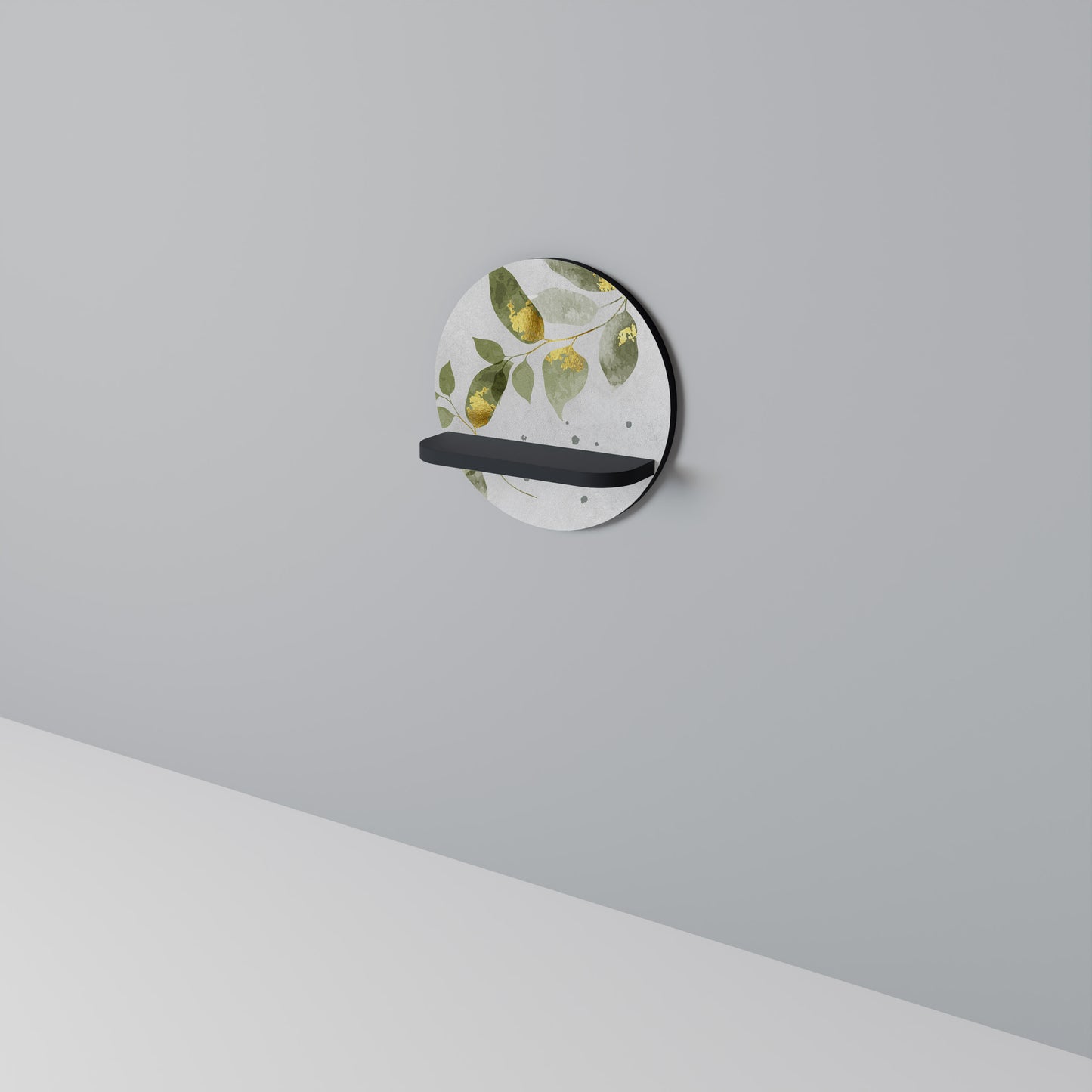 ELEGANT BOTANIK Rund konsthylla i svart finish