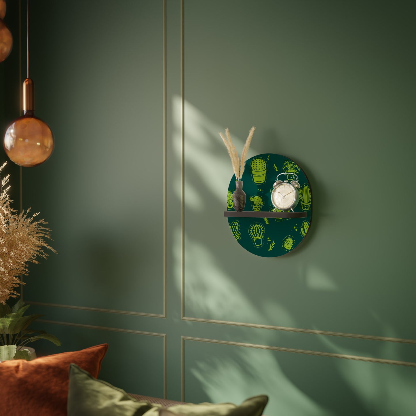 DESERT GREEN Oval Art Hylla i svart finish