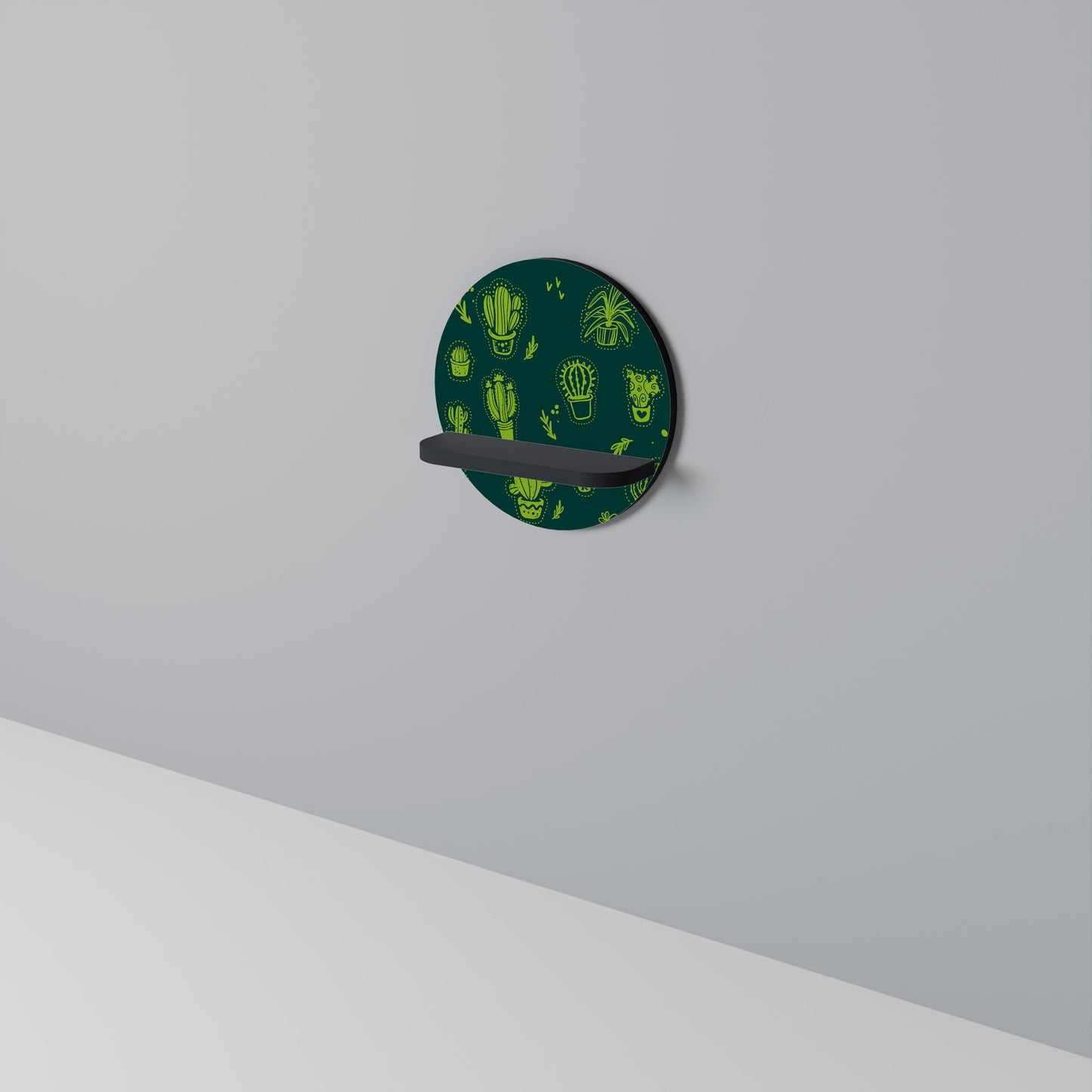 DESERT GREEN Rund Art Hylla I Svart Finish