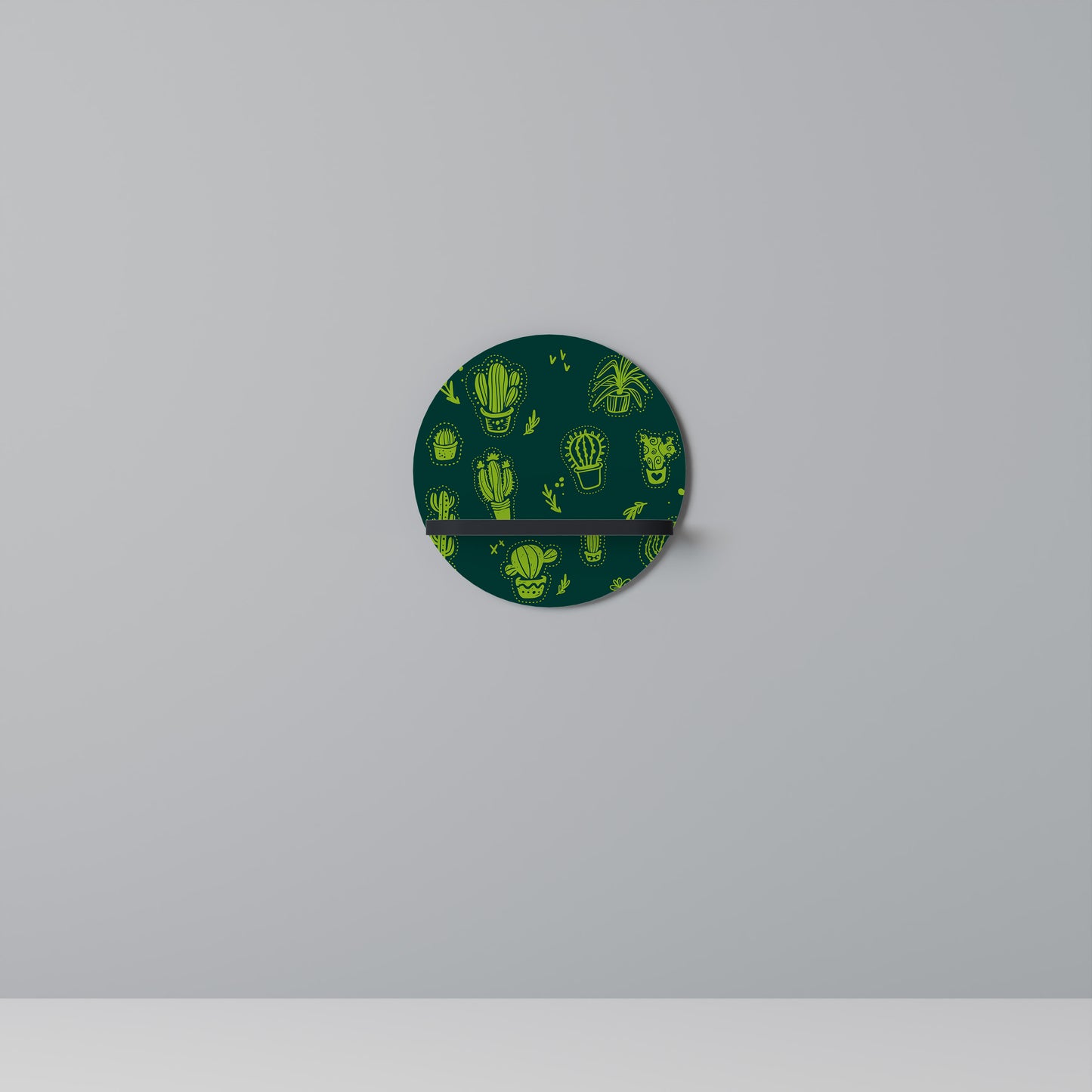 DESERT GREEN Rund Art Hylla I Svart Finish
