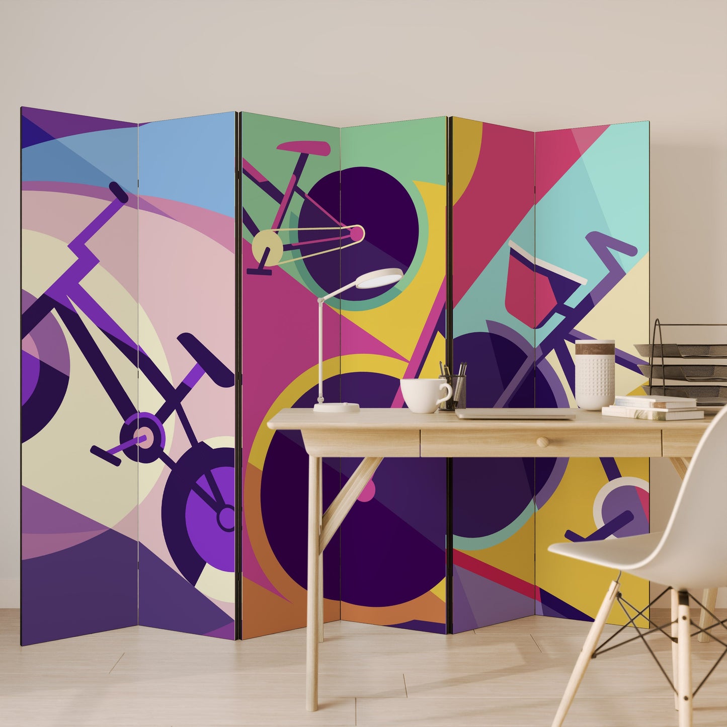 BIKE DREAMS Decorative 6-Panel Room Divider