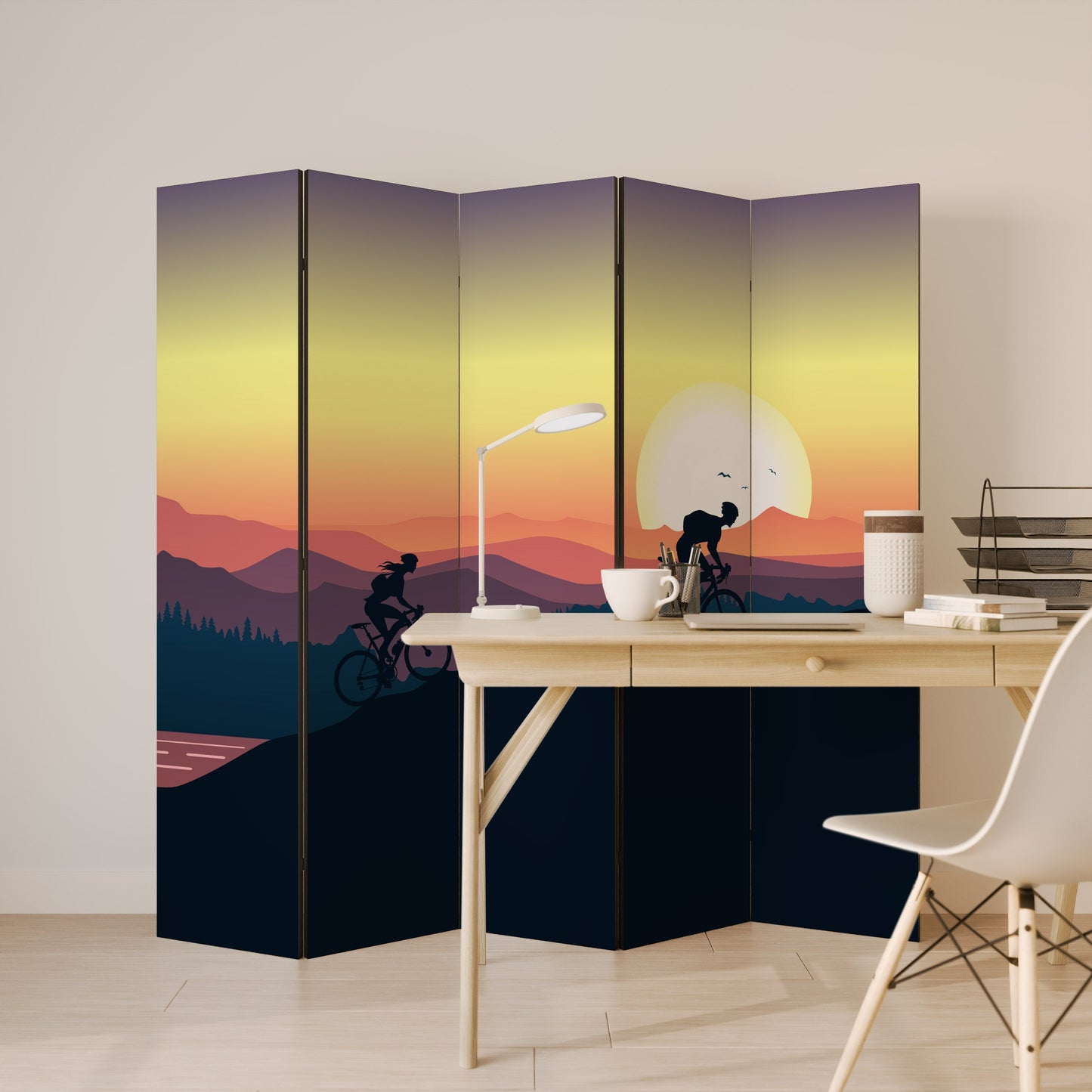 CYCLING HORIZON Decorative 5-Panel Room Divider