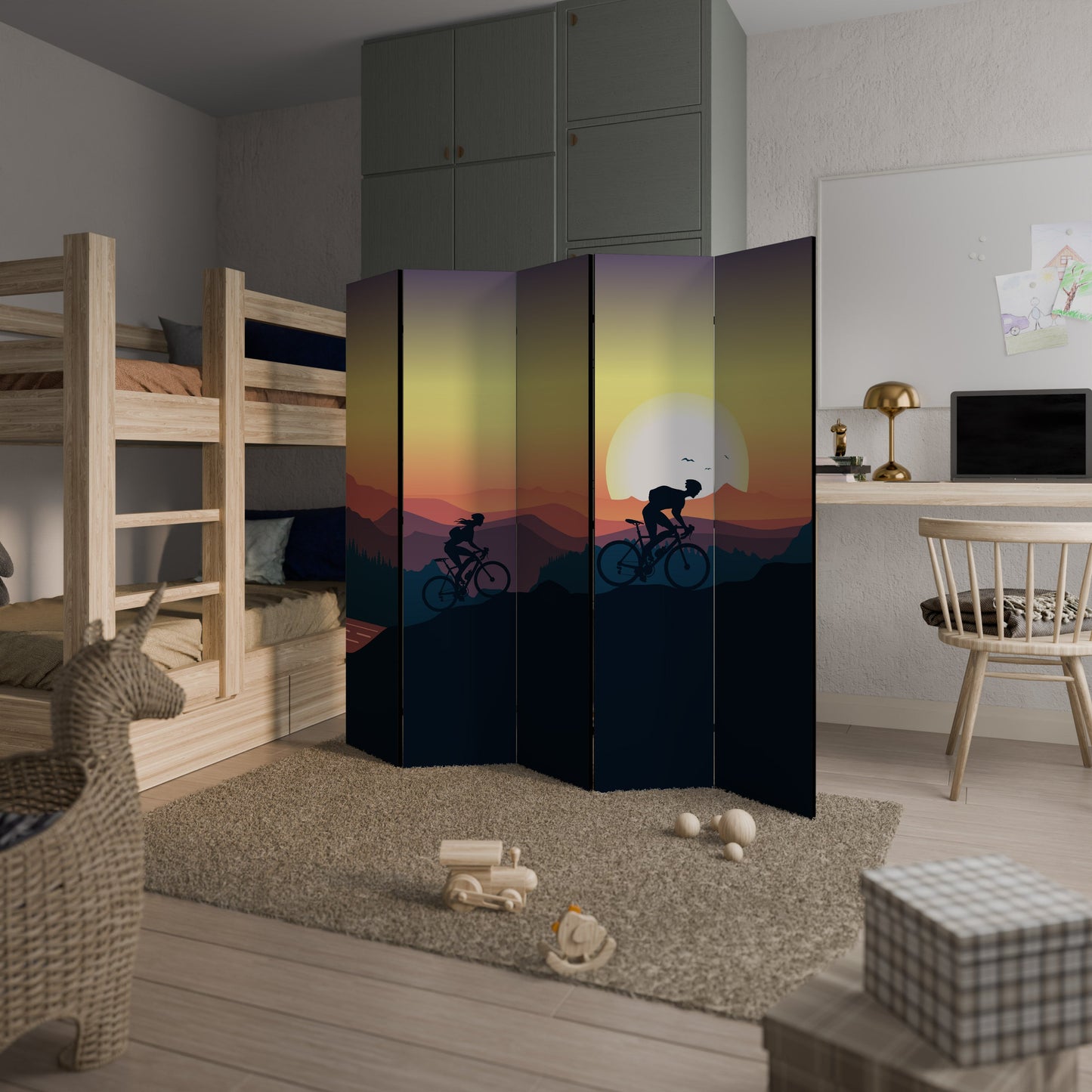 CYCLING HORIZON Decorative 5-Panel Room Divider
