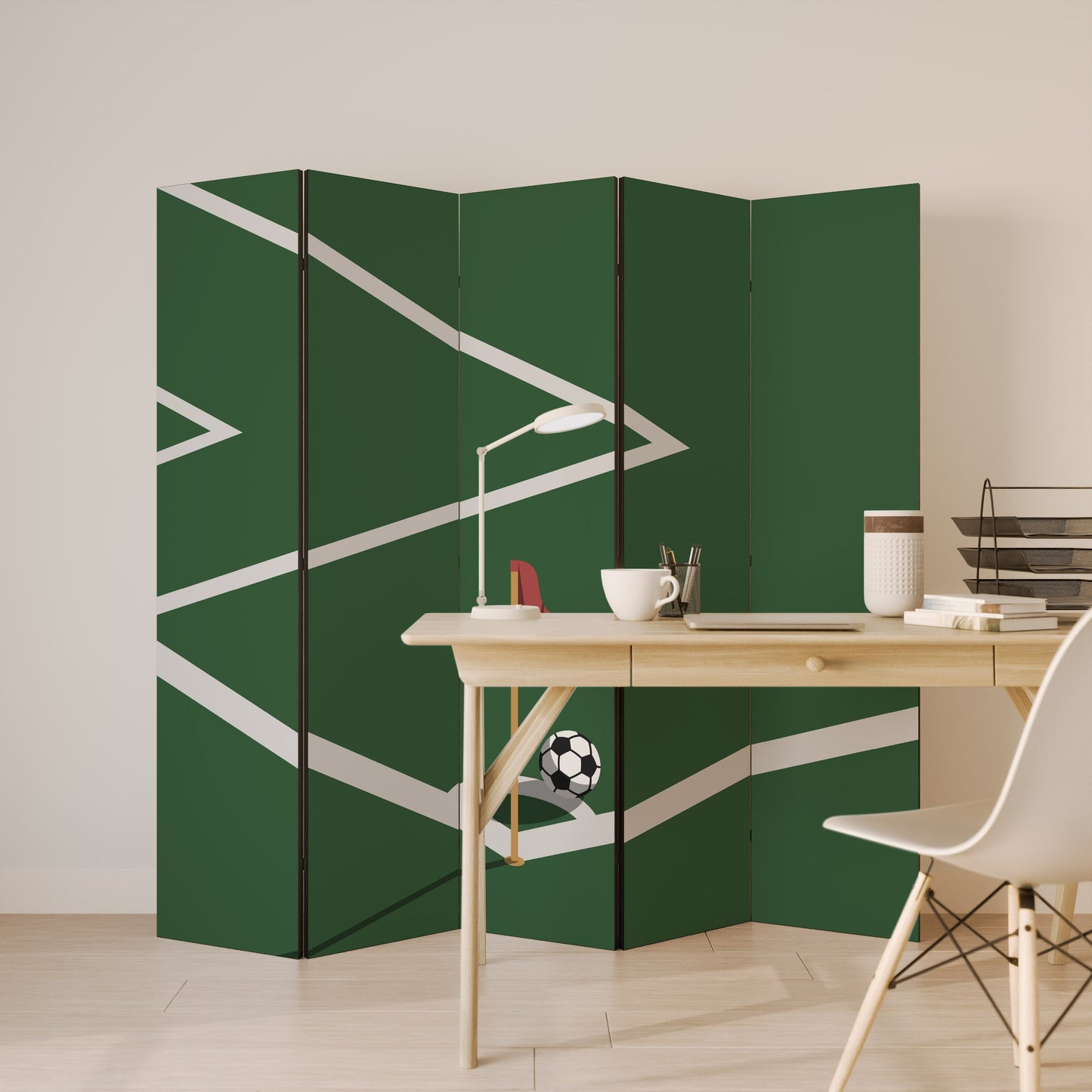FOOTBALL ACTION Decorative 5-Panel Room Divider