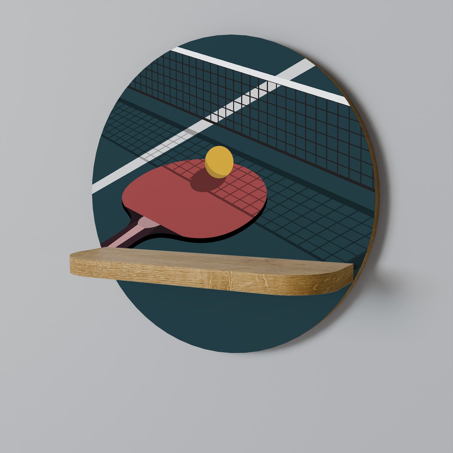 PINGPONG SPEL Rund konsthylla i ekeffekt