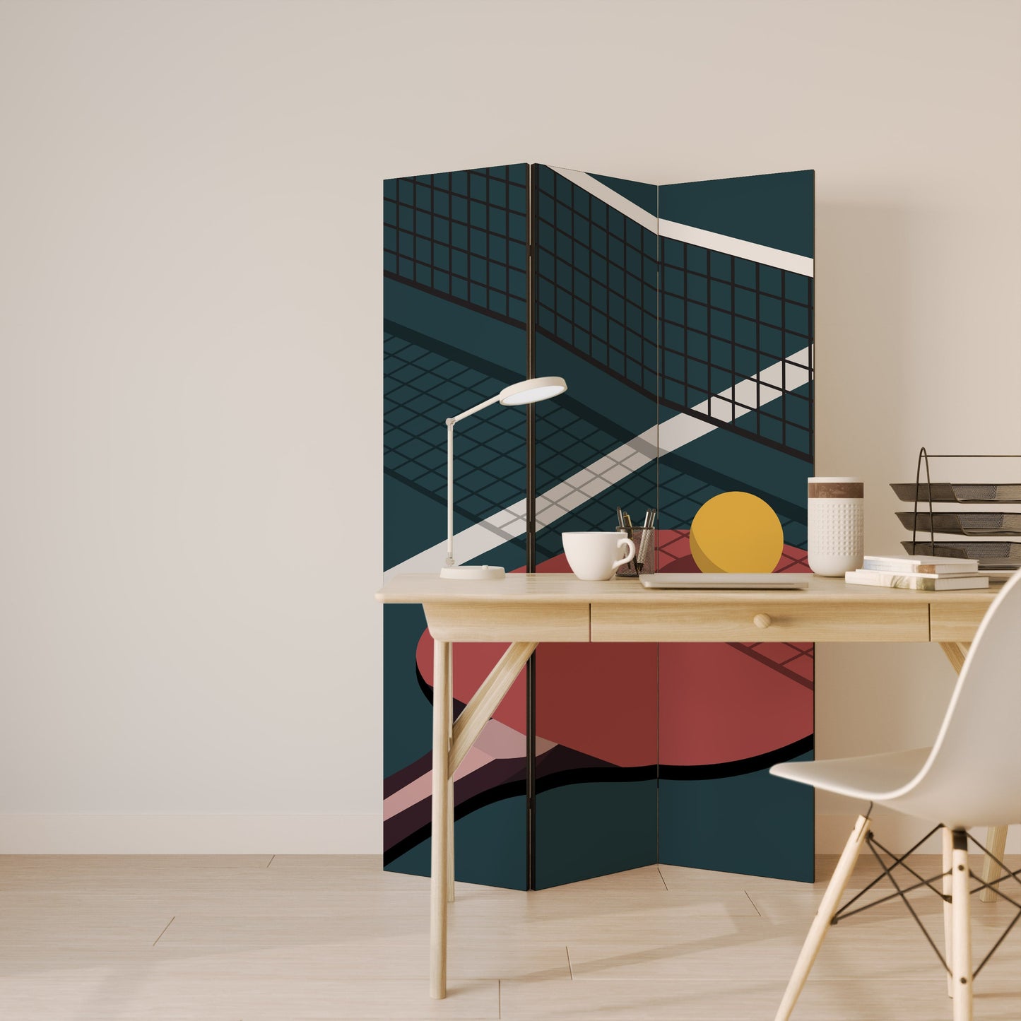 PING-PONG SPEL Dekorativ rumsavdelare med 3 paneler