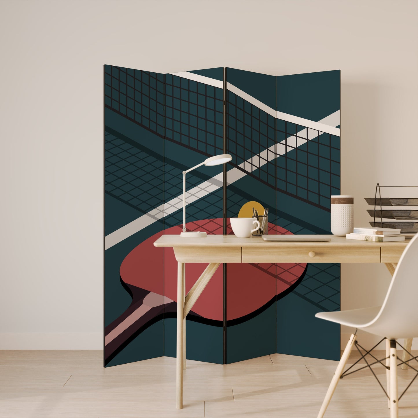 PING-PONG SPEL Dekorativ rumsavdelare med 4 paneler