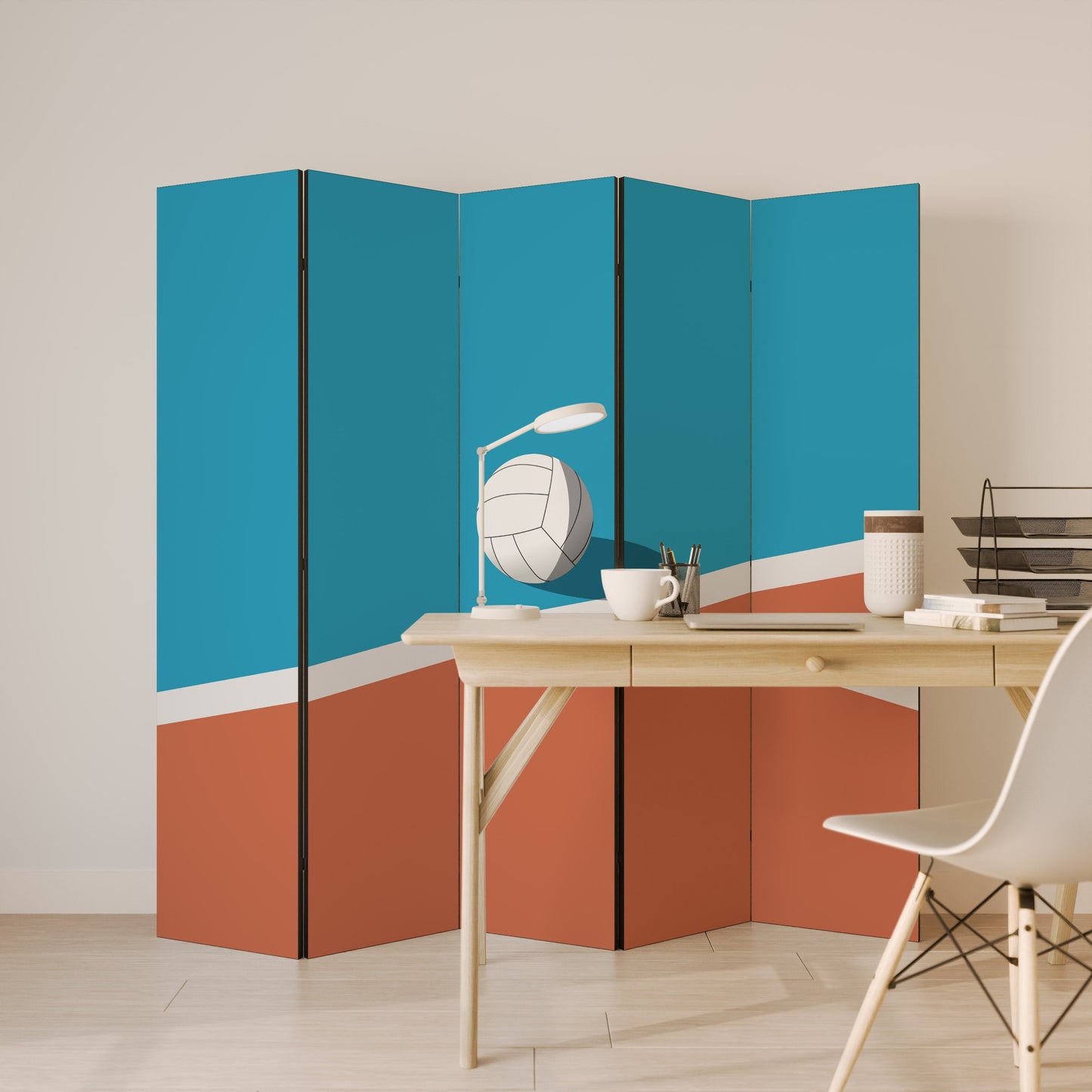 VOLLEYBALL TIME Decorative 5-Panel Room Divider