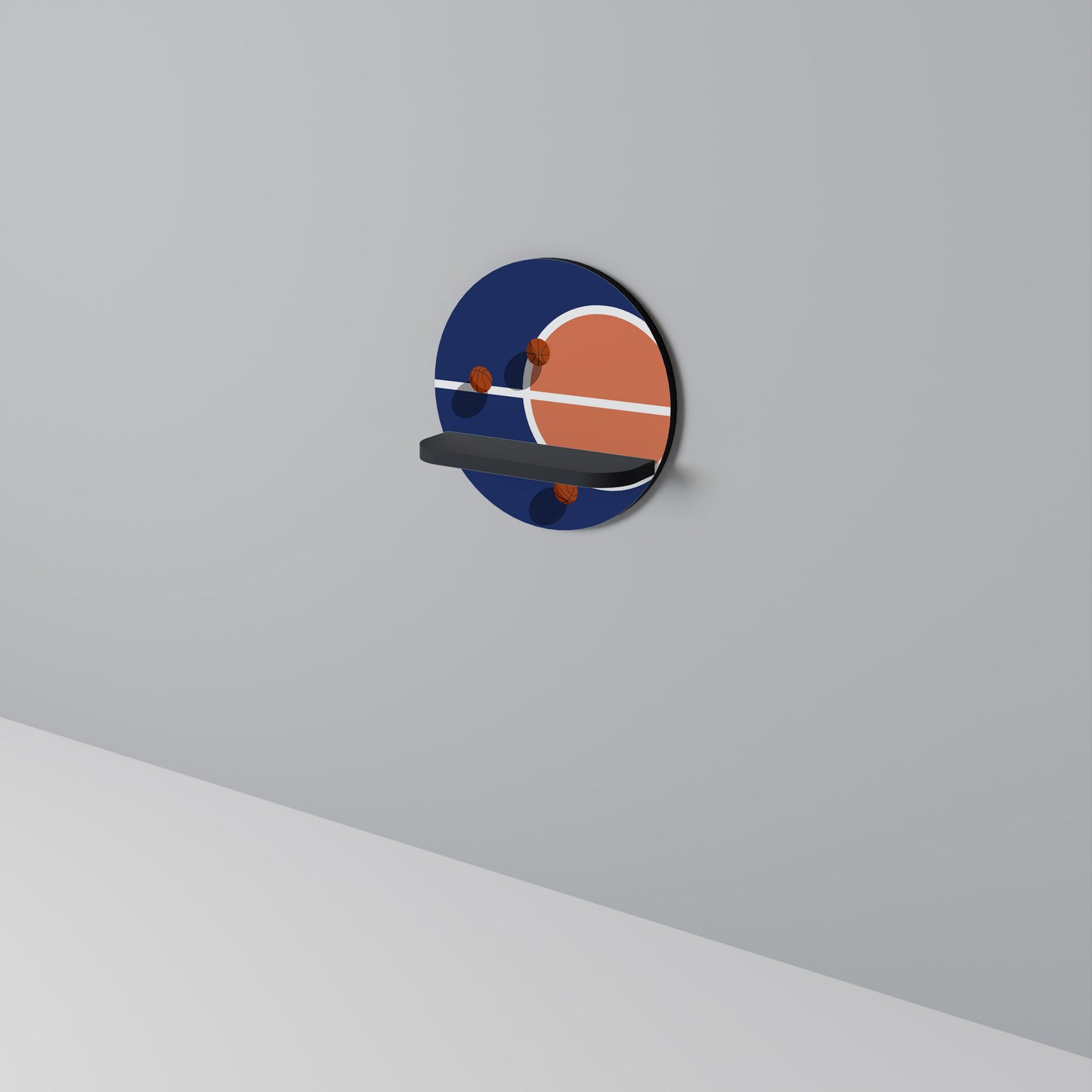 BASKETBALL CHALLENGE Rund konsthylla i svart finish