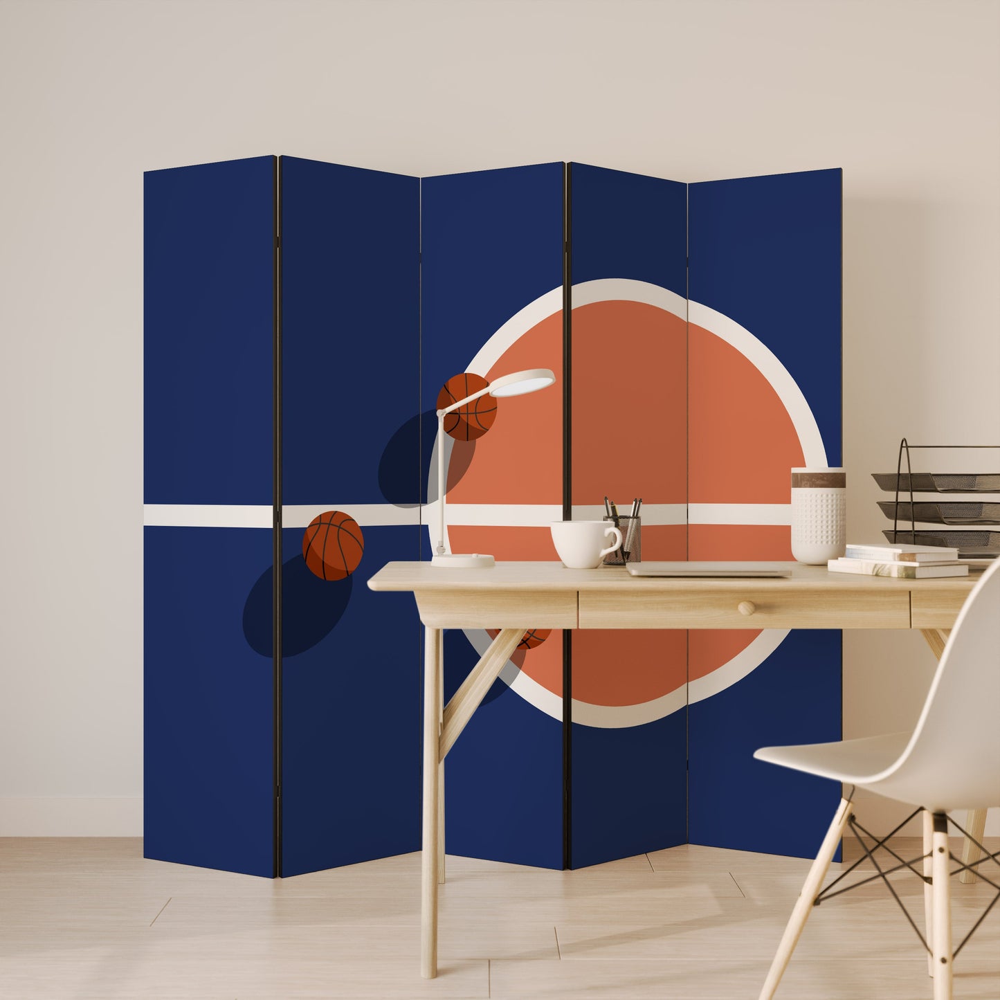 BASKETBALL CHALLENGE Decorative 5-Panel Room Divider