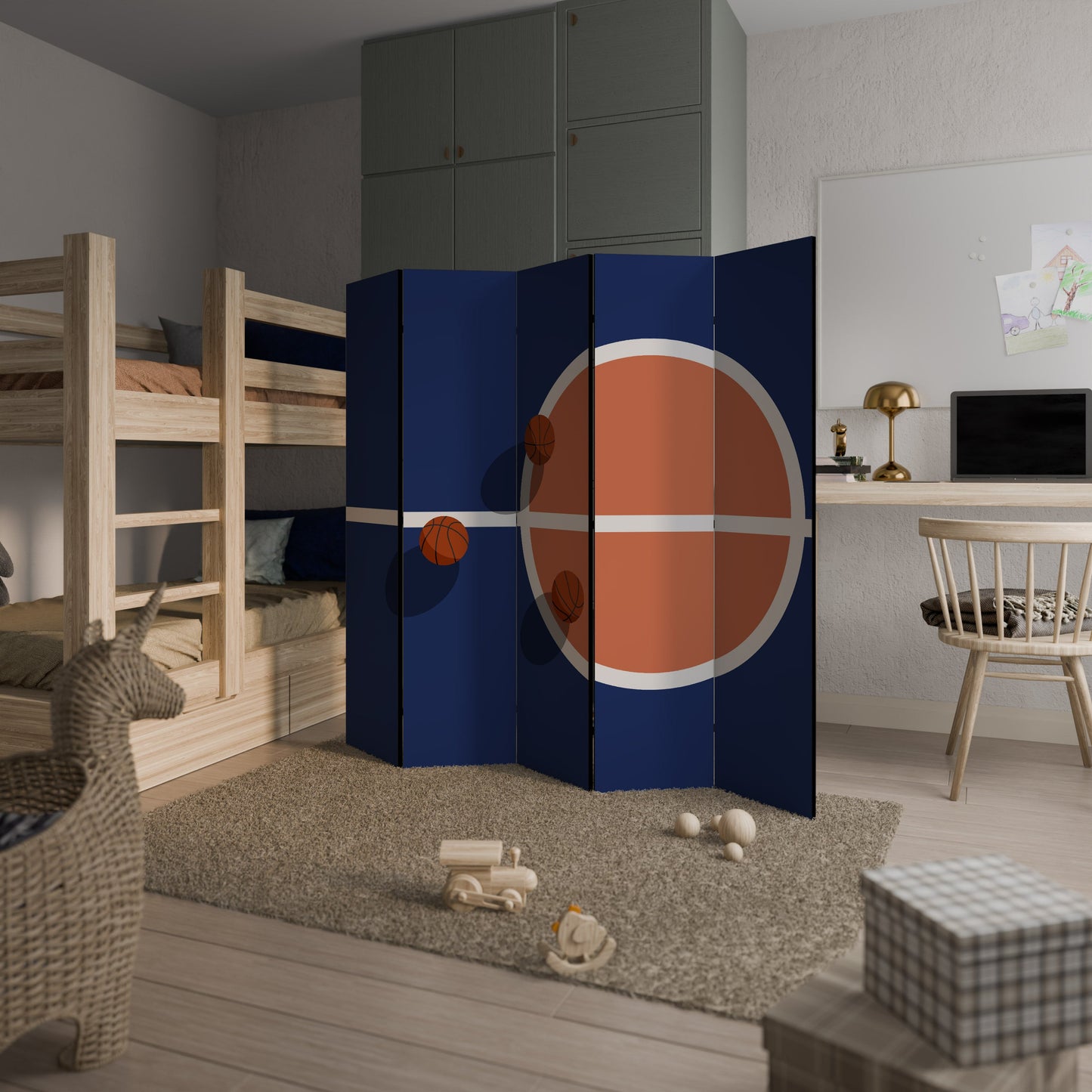 BASKETBALL CHALLENGE Decorative 5-Panel Room Divider
