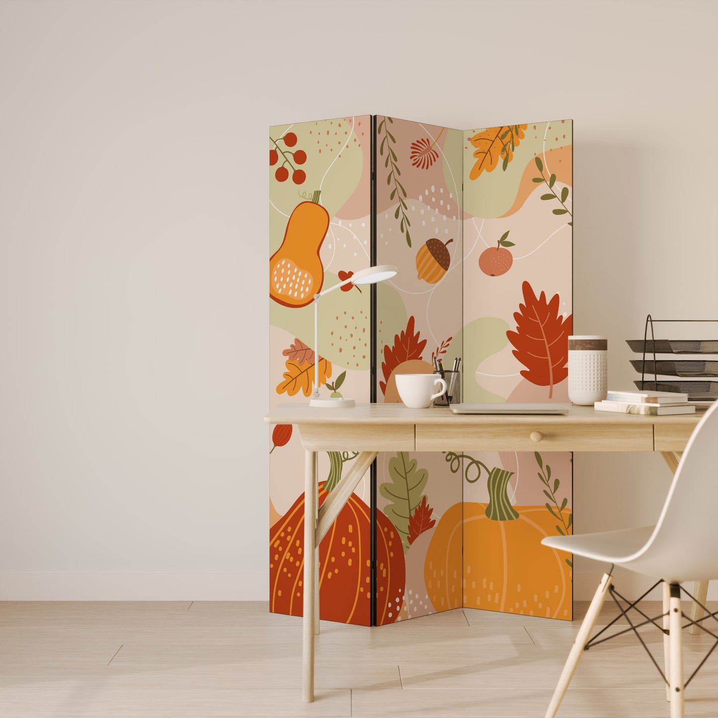 Dekorativ rumsavdelare med 3 paneler HELLO AUTUMN