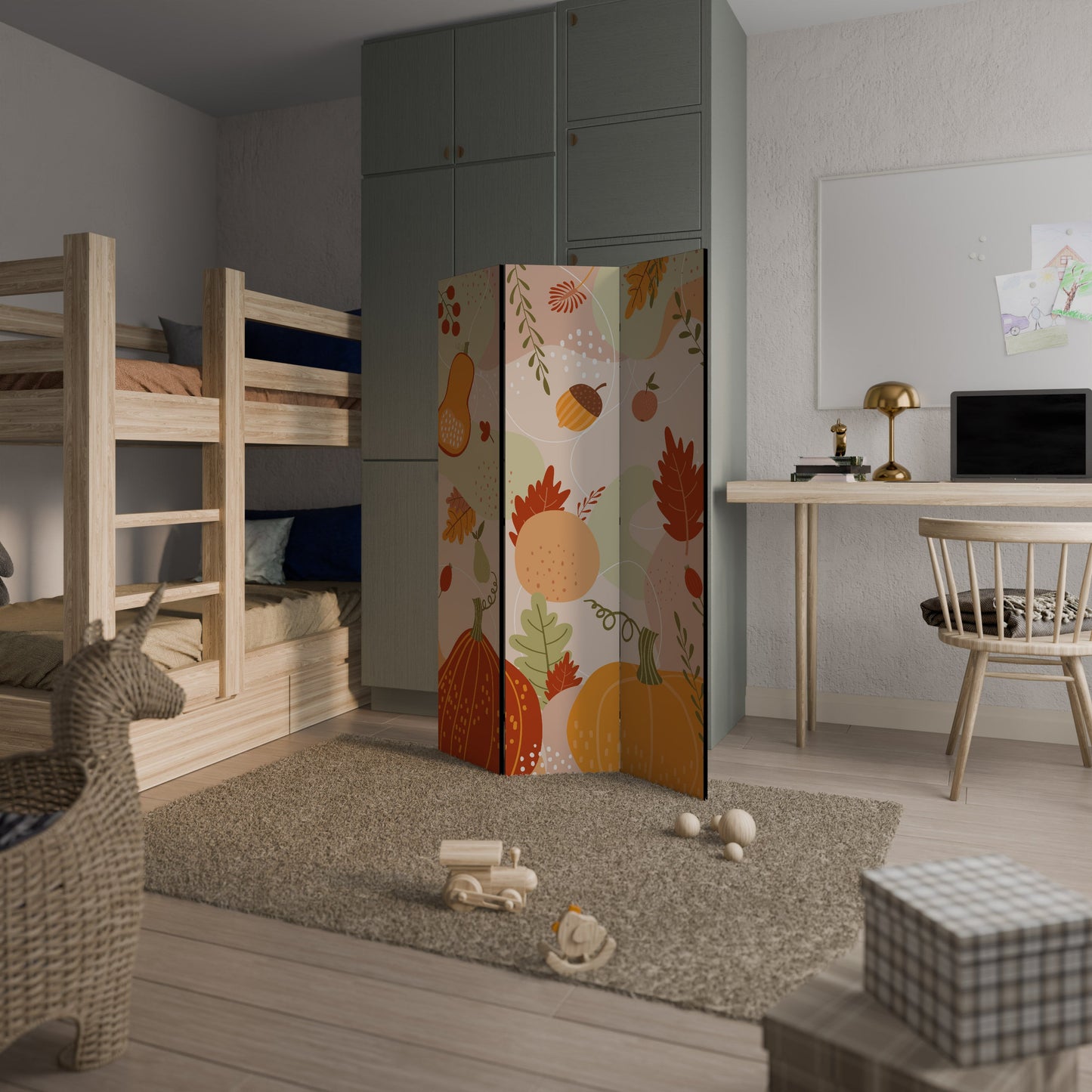 Dekorativ rumsavdelare med 3 paneler HELLO AUTUMN