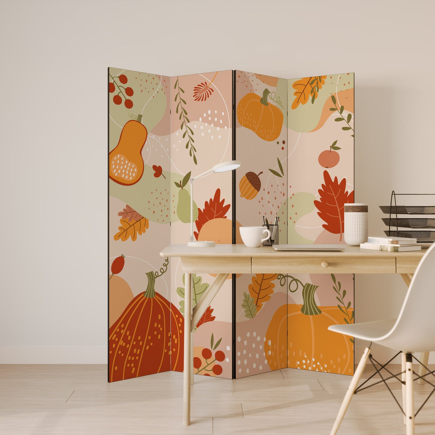 Dekorativ rumsavdelare med 4 paneler HELLO AUTUMN