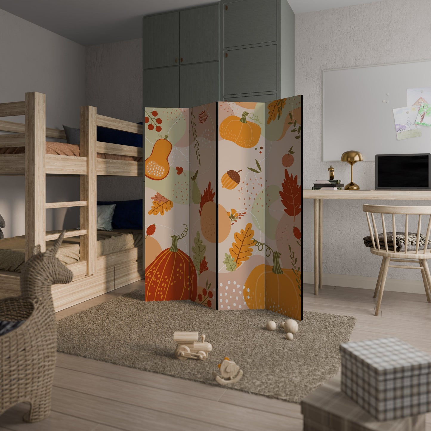 Dekorativ rumsavdelare med 4 paneler HELLO AUTUMN