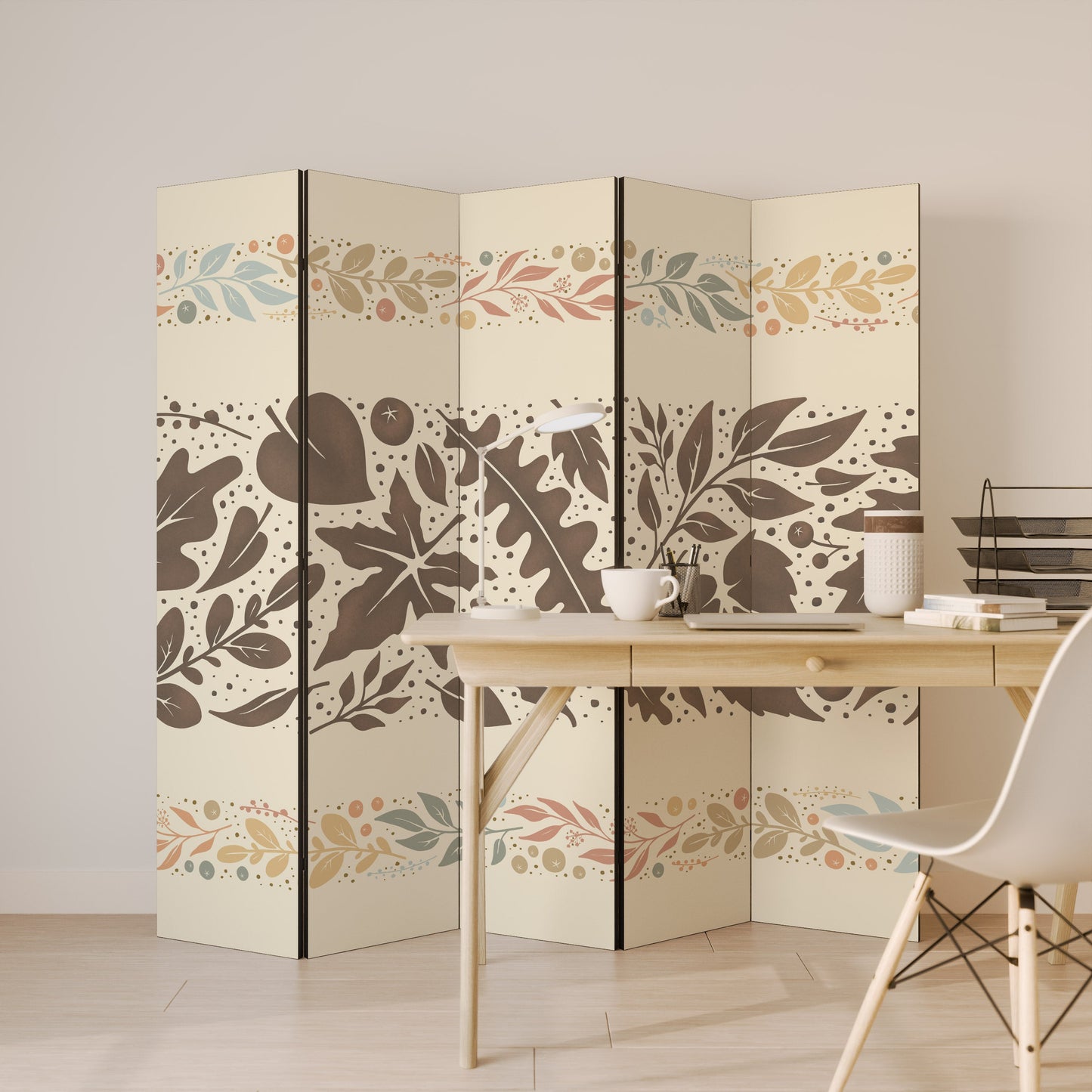FOLIAGE ROWS Decorative 5-Panel Room Divider