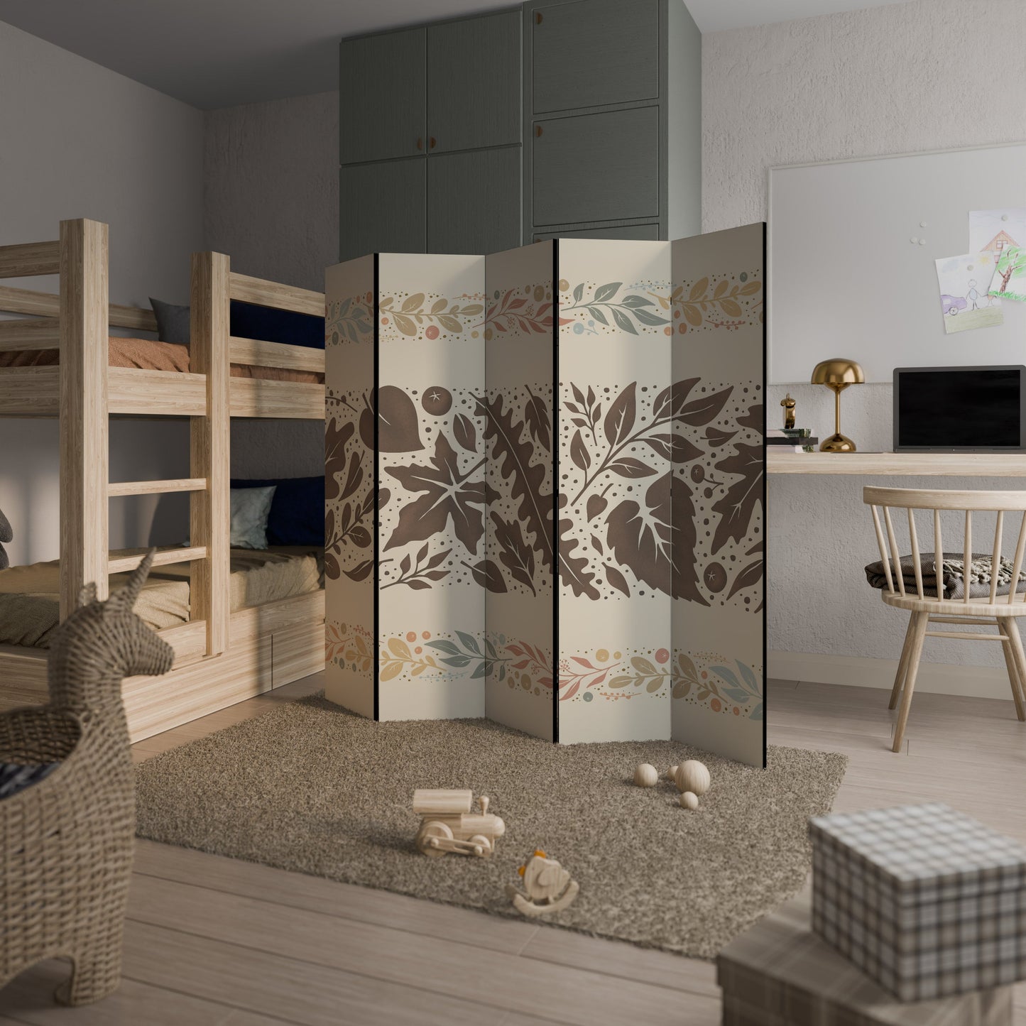 FOLIAGE ROWS Decorative 5-Panel Room Divider