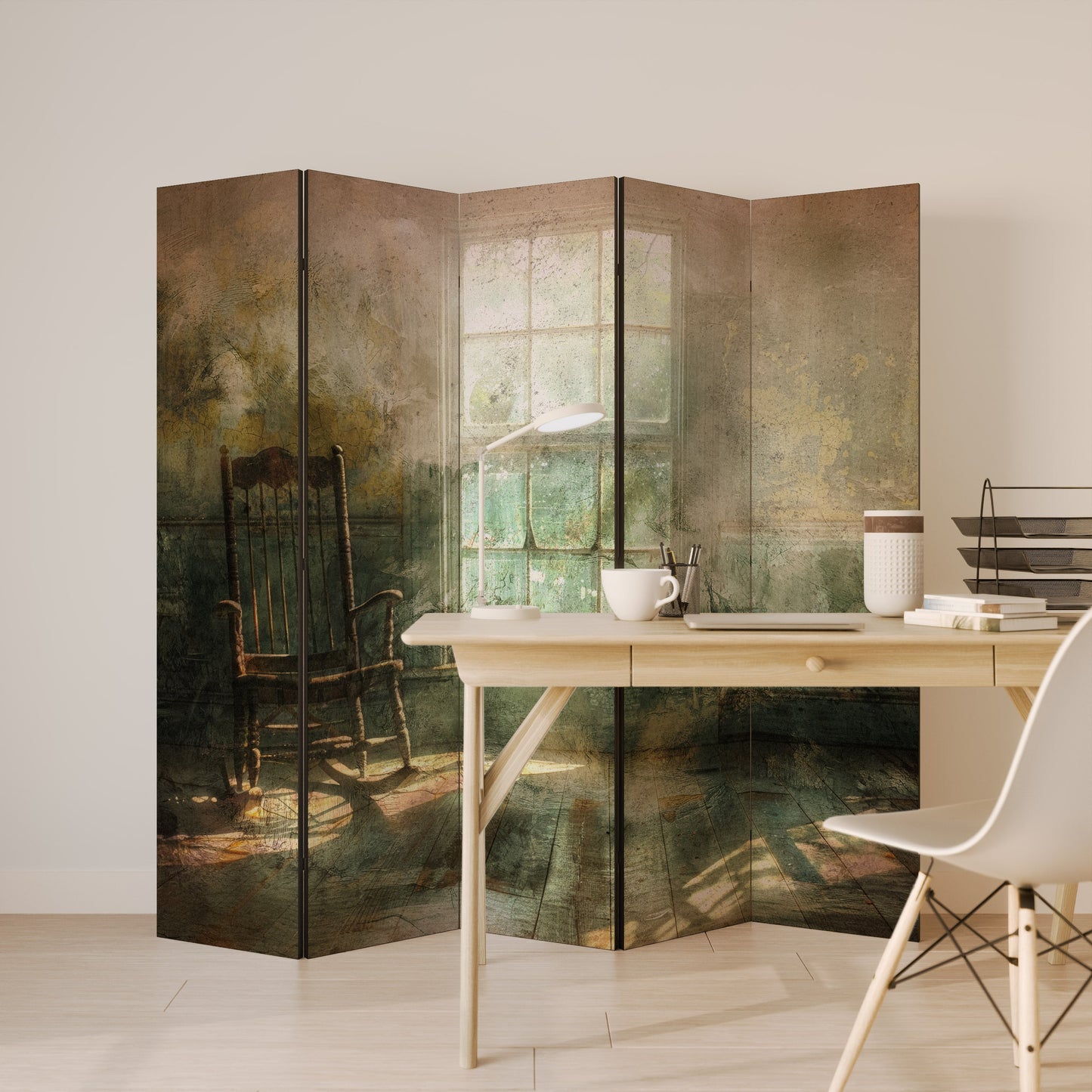SUNLIT STILLNESS Decorative 5-Panel Room Divider