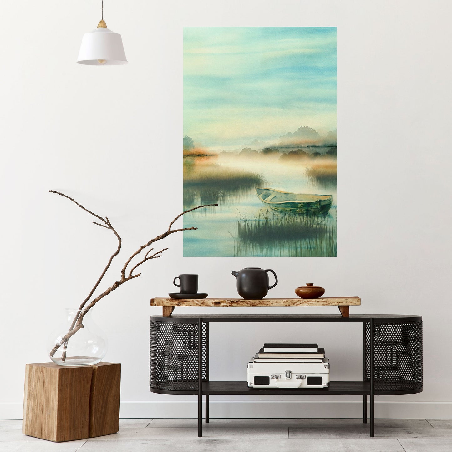 MORGON VID SJÖN Vertikal poster med självhäftande tryck