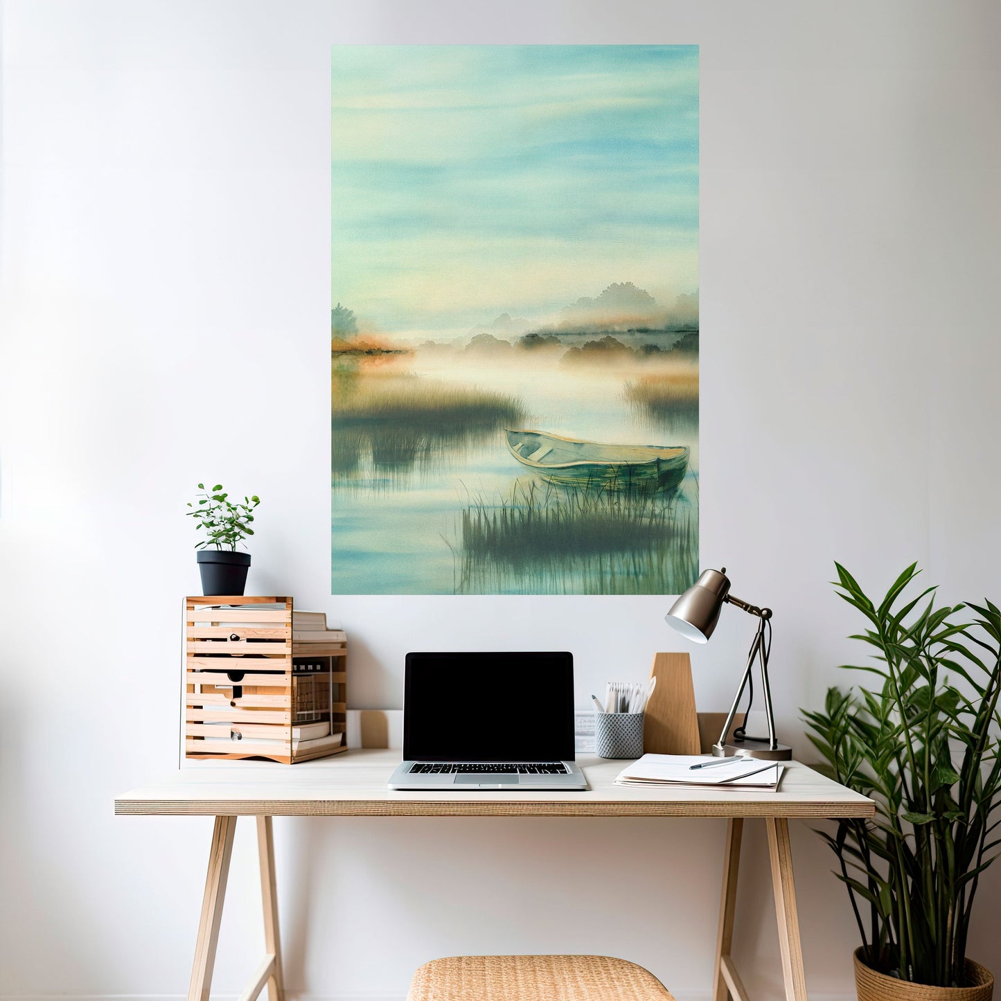 MORGON VID SJÖN Vertikal poster med självhäftande tryck